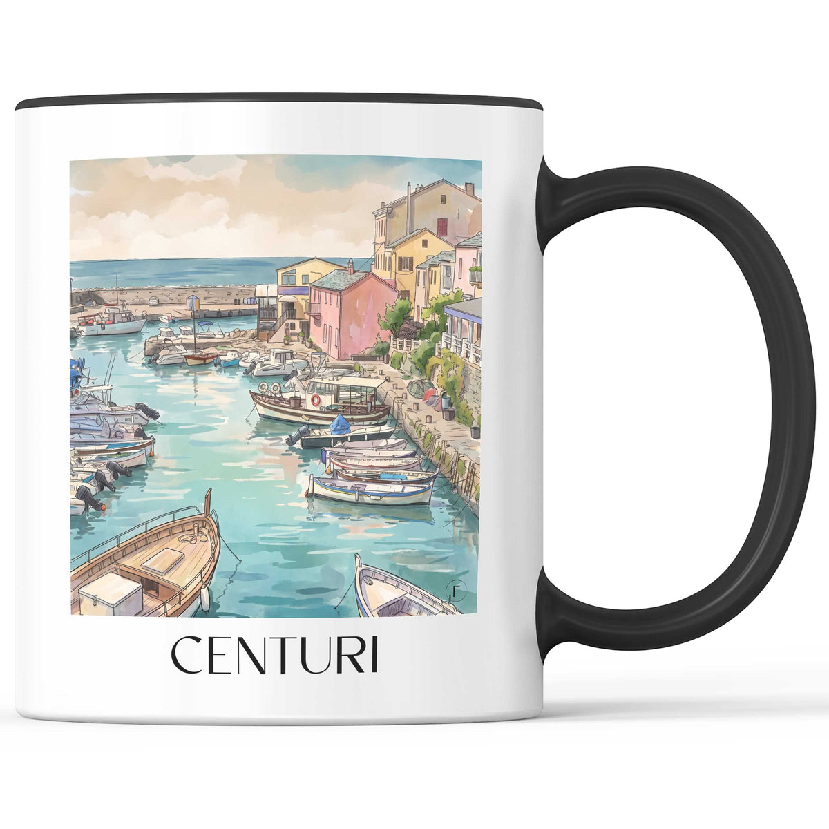 centuri-cap-corse-frankreich-kaffeebecher-aquarell