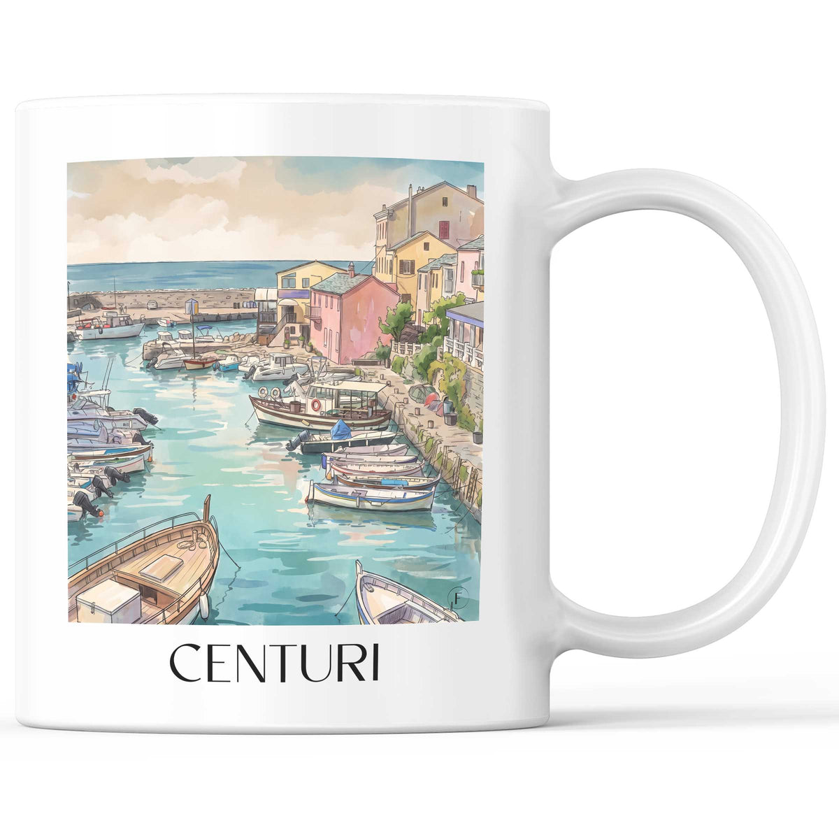 Centuri Kaffeebecher - Cap Corse - Frankreich Becher - Kaffeetasse im Aquarell Stil - favplace