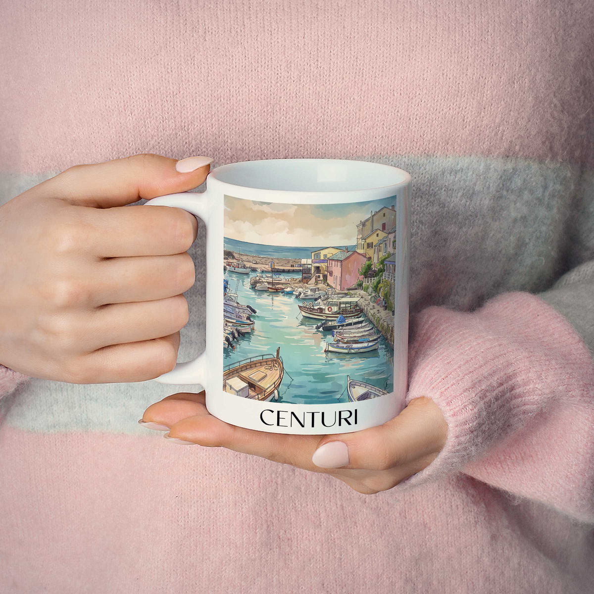 centuri-cap-corse-frankreich-kaffeebecher-aquarell