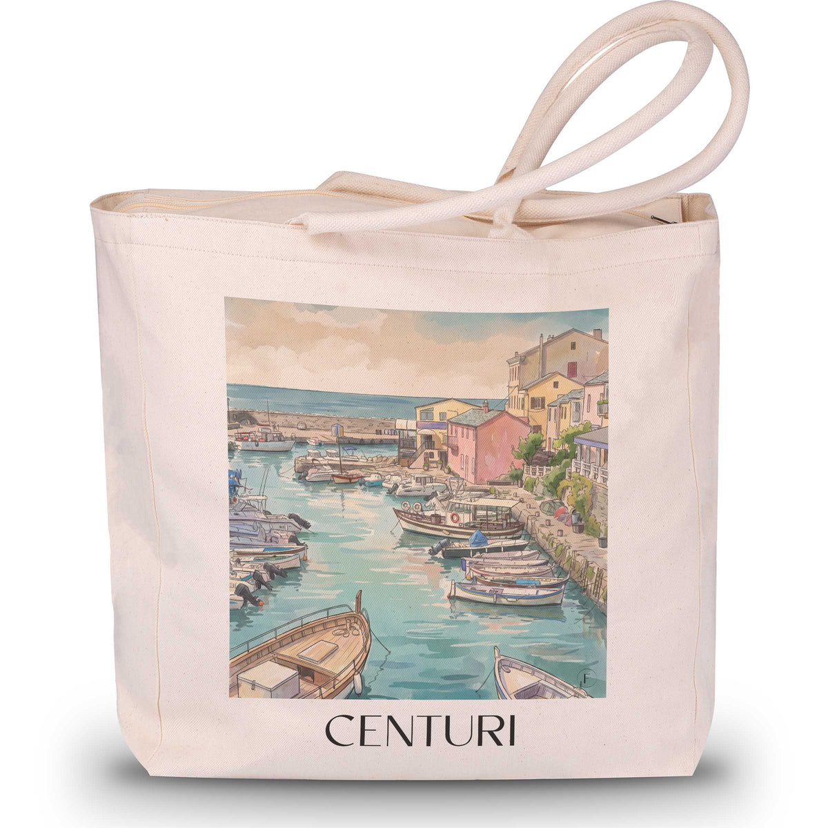 Centuri Shopping Tasche - Cap Corse - Frankreich Tote Bag - Einkaufstasche im Aquarell Stil - favplace