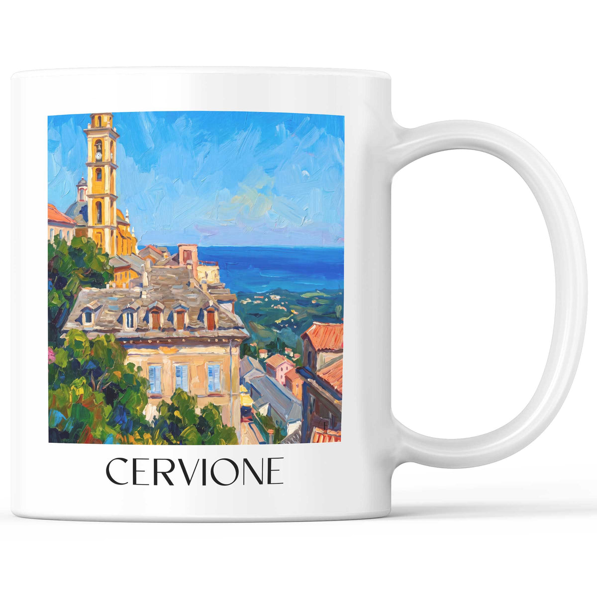 Cervione Kaffeebecher - Castagniccia - Frankreich Becher - Kaffeetasse im Ölgemälde Stil - favplace