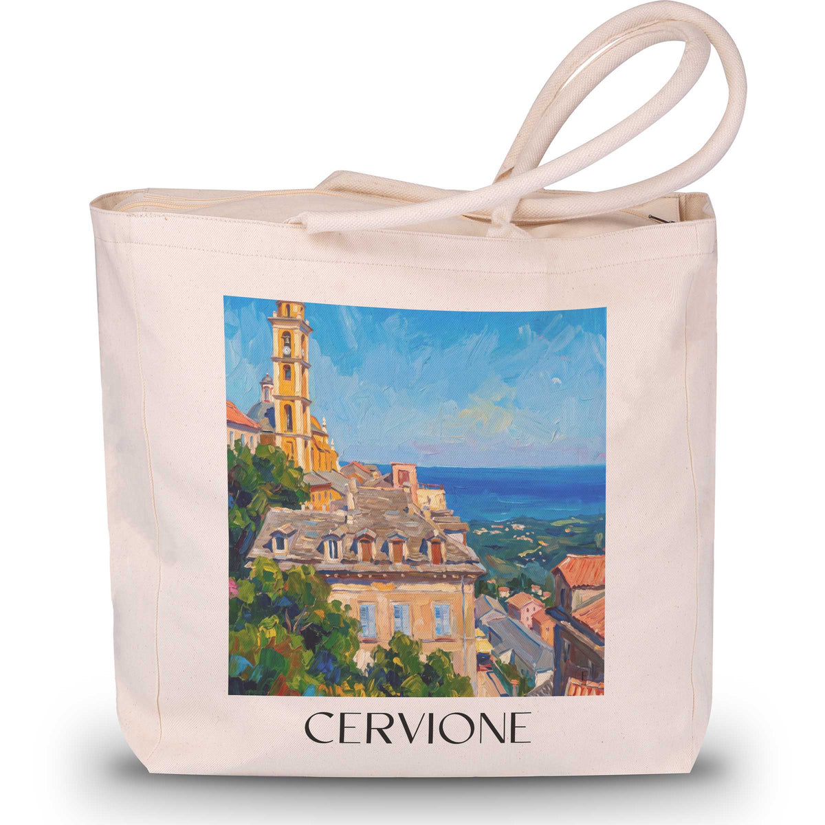 Cervione Shopping Tasche - Castagniccia - Frankreich Tote Bag - Einkaufstasche im Ölgemälde Stil