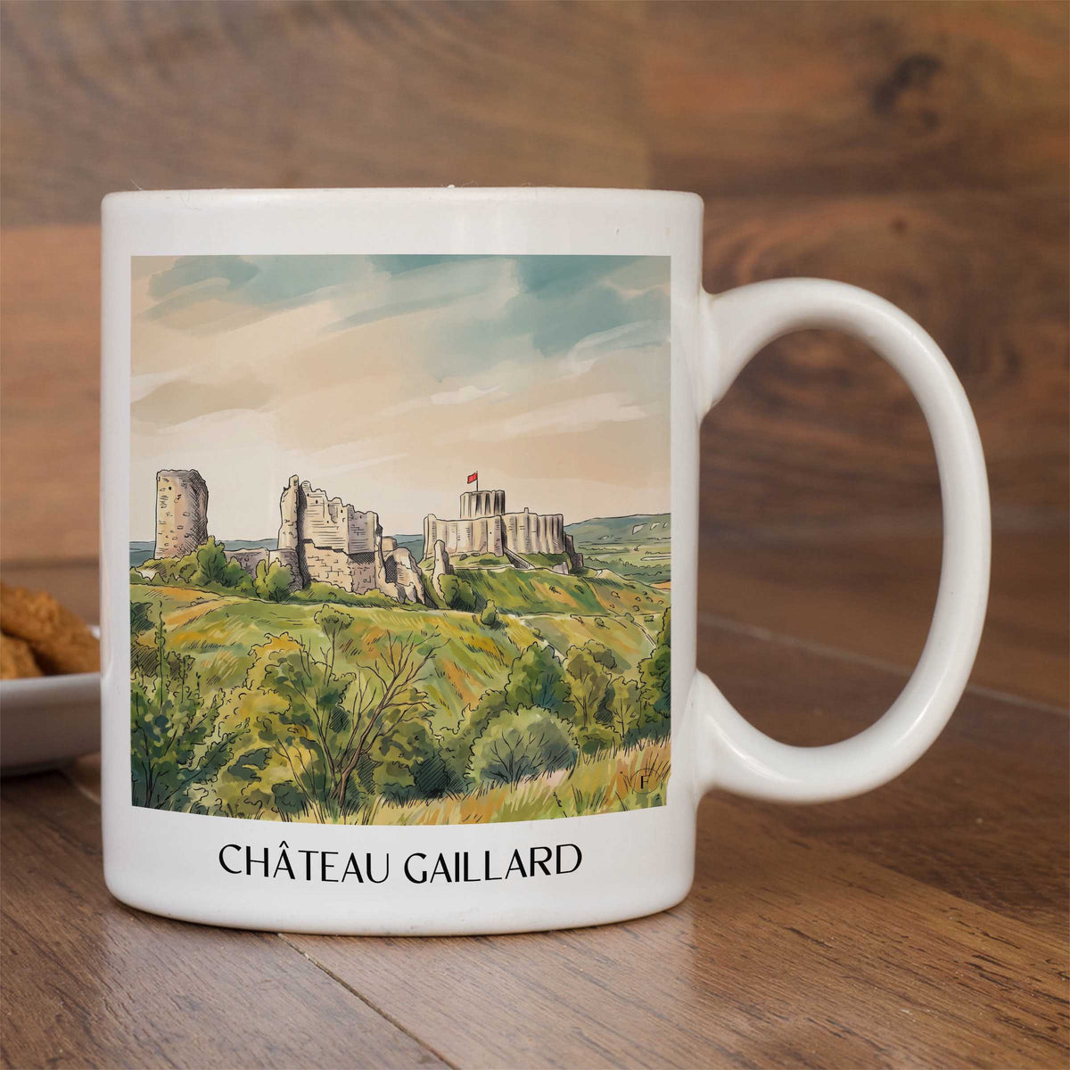 château-gaillard-les-andelys-frankreich-kaffeebecher-aquarell