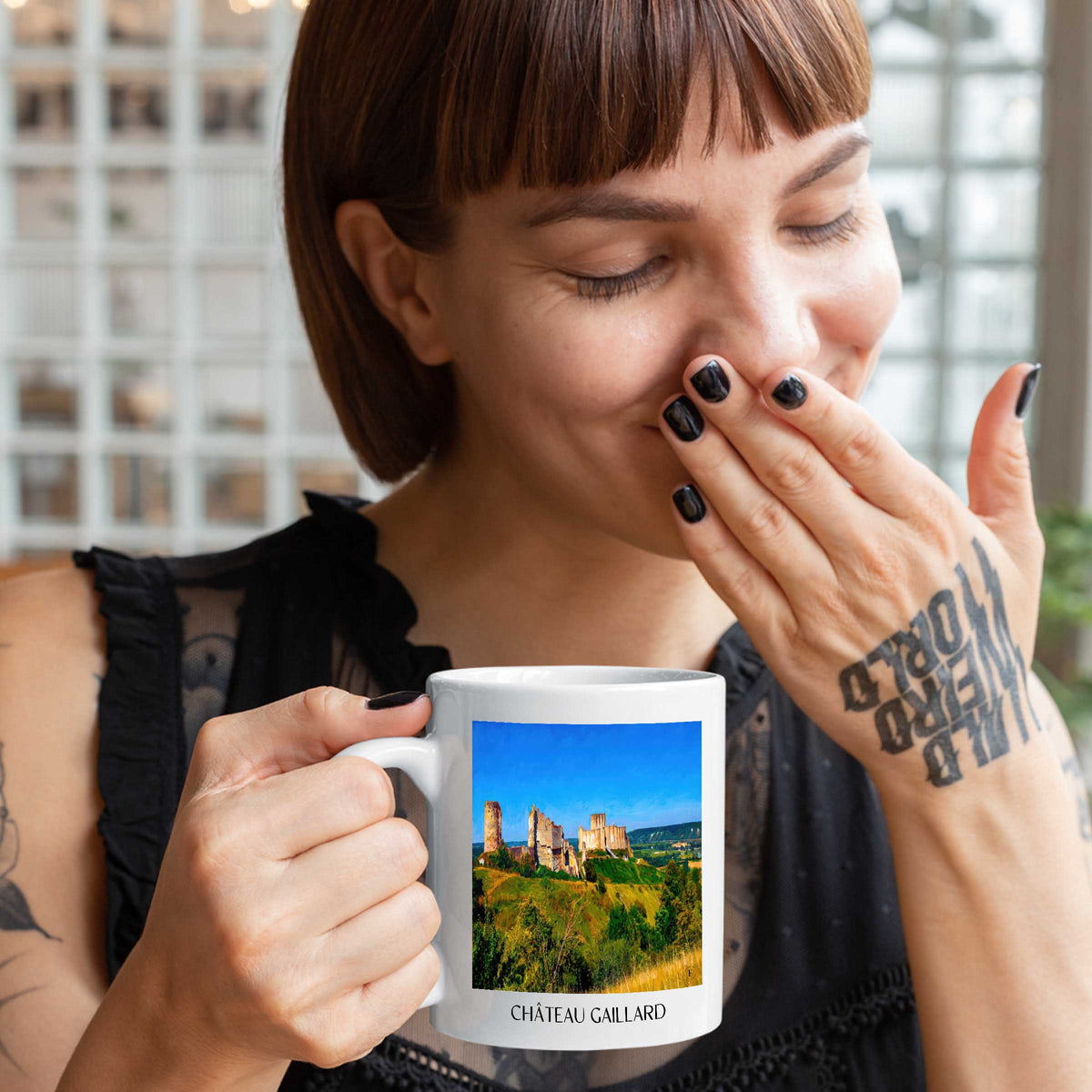 château-gaillard-les-andelys-frankreich-kaffeebecher-oil-painting-oelgemaelde