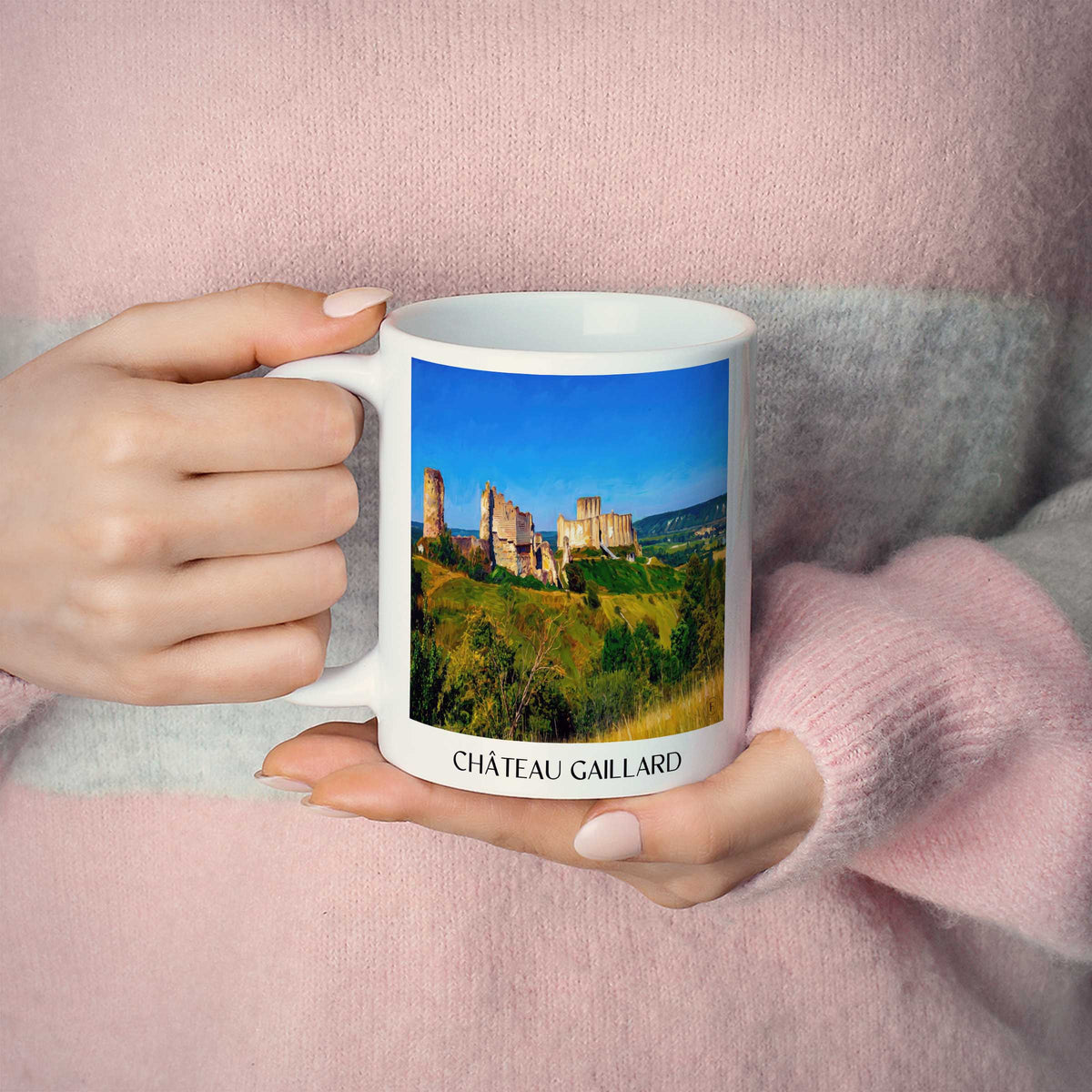 château-gaillard-les-andelys-frankreich-kaffeebecher-oil-painting-oelgemaelde
