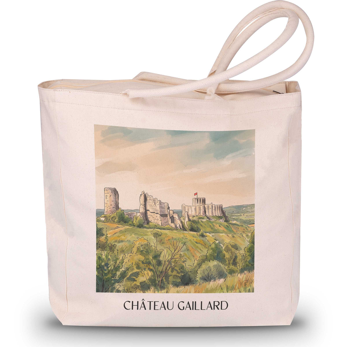 Château Gaillard Shopping Tasche - Les Andelys - Frankreich Tote Bag - Einkaufstasche im Aquarell Stil - favplace
