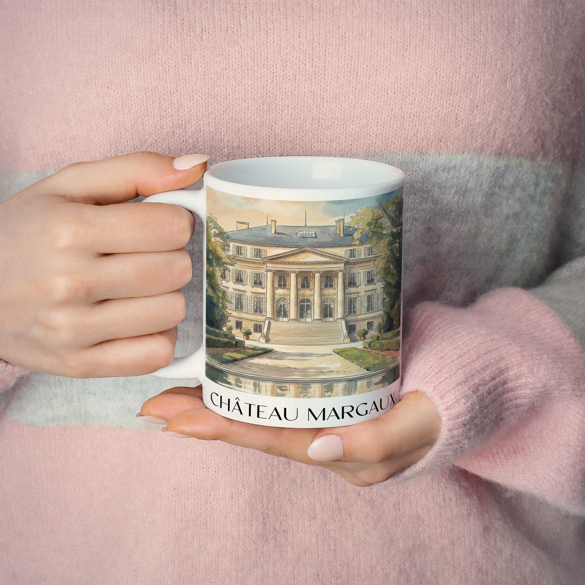 château-margaux-médoc-frankreich-kaffeebecher-aquarell