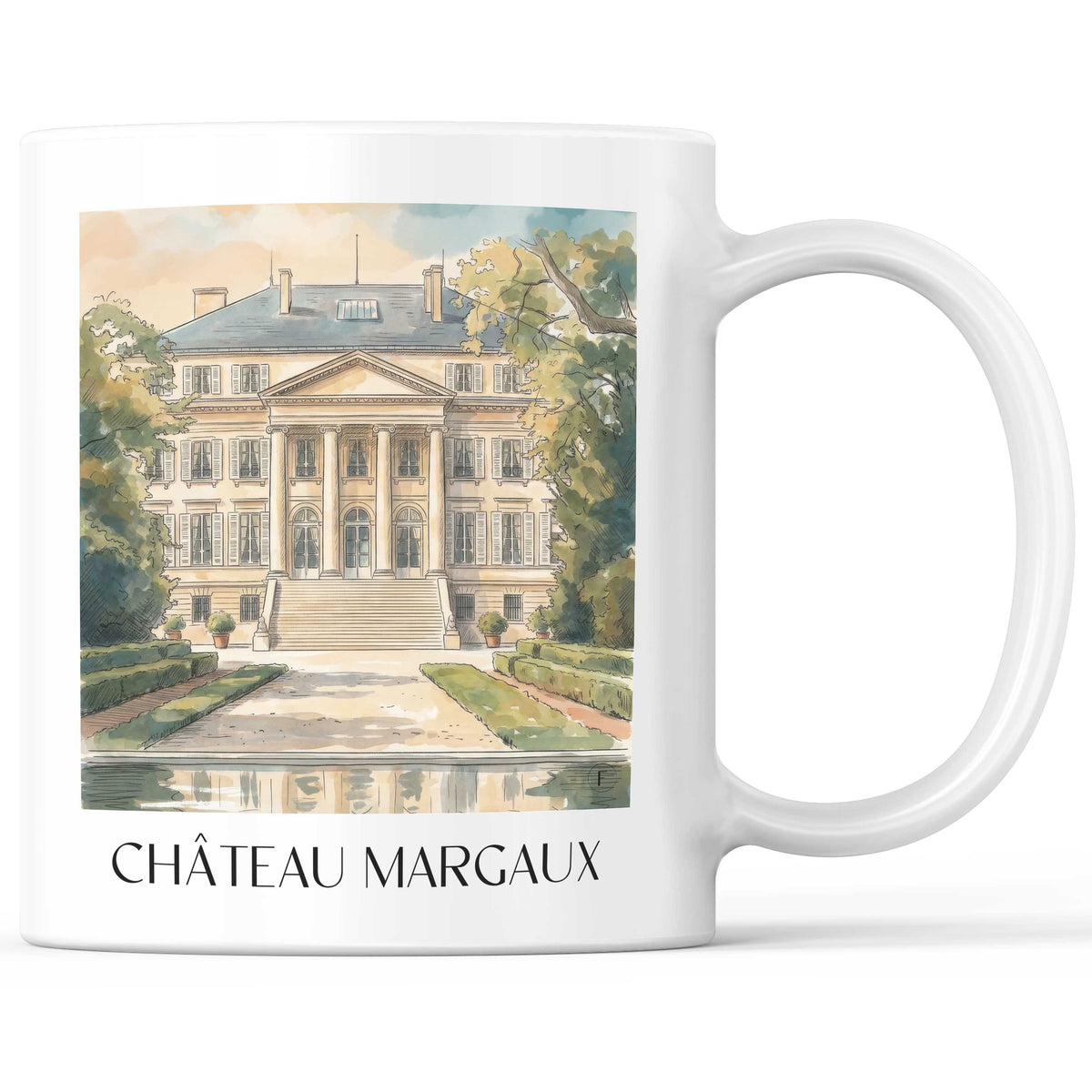 Château Margaux Kaffeebecher - Médoc - Frankreich Becher - Kaffeetasse im Aquarell Stil - favplace