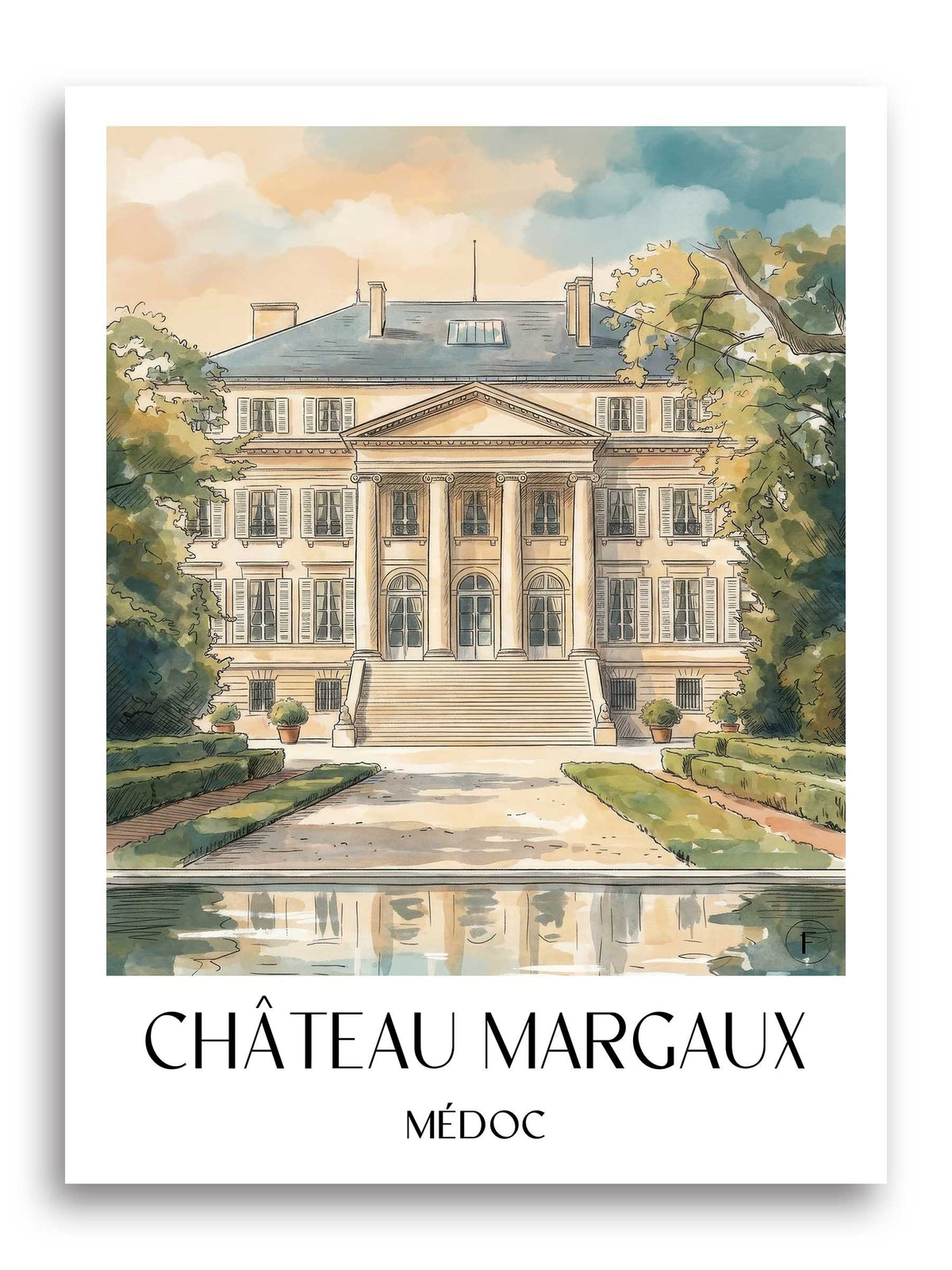 château-margaux-médoc-frankreich-poster-aquarell