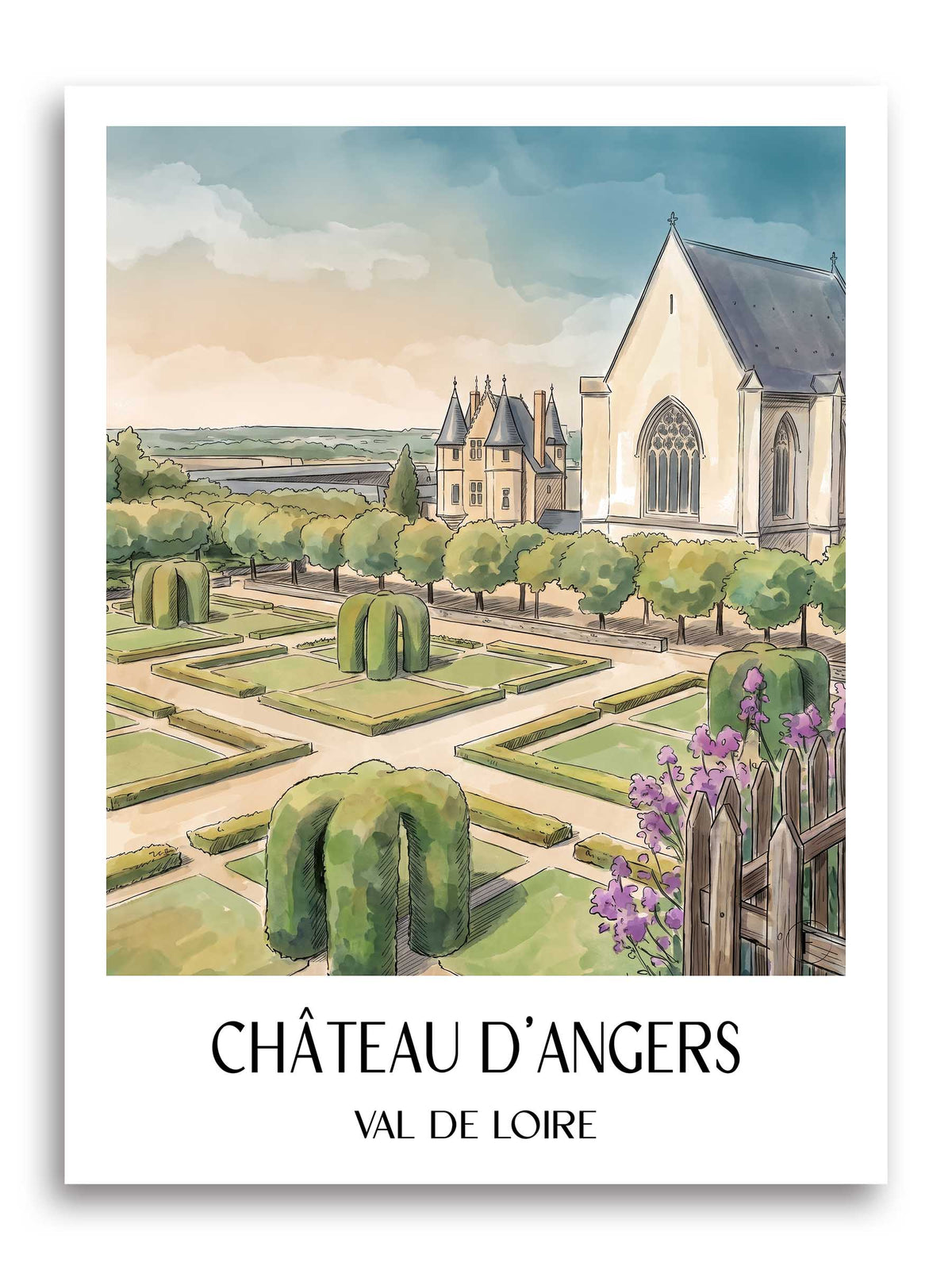 château-d'angers-val-de-loire-frankreich-poster-aquarell