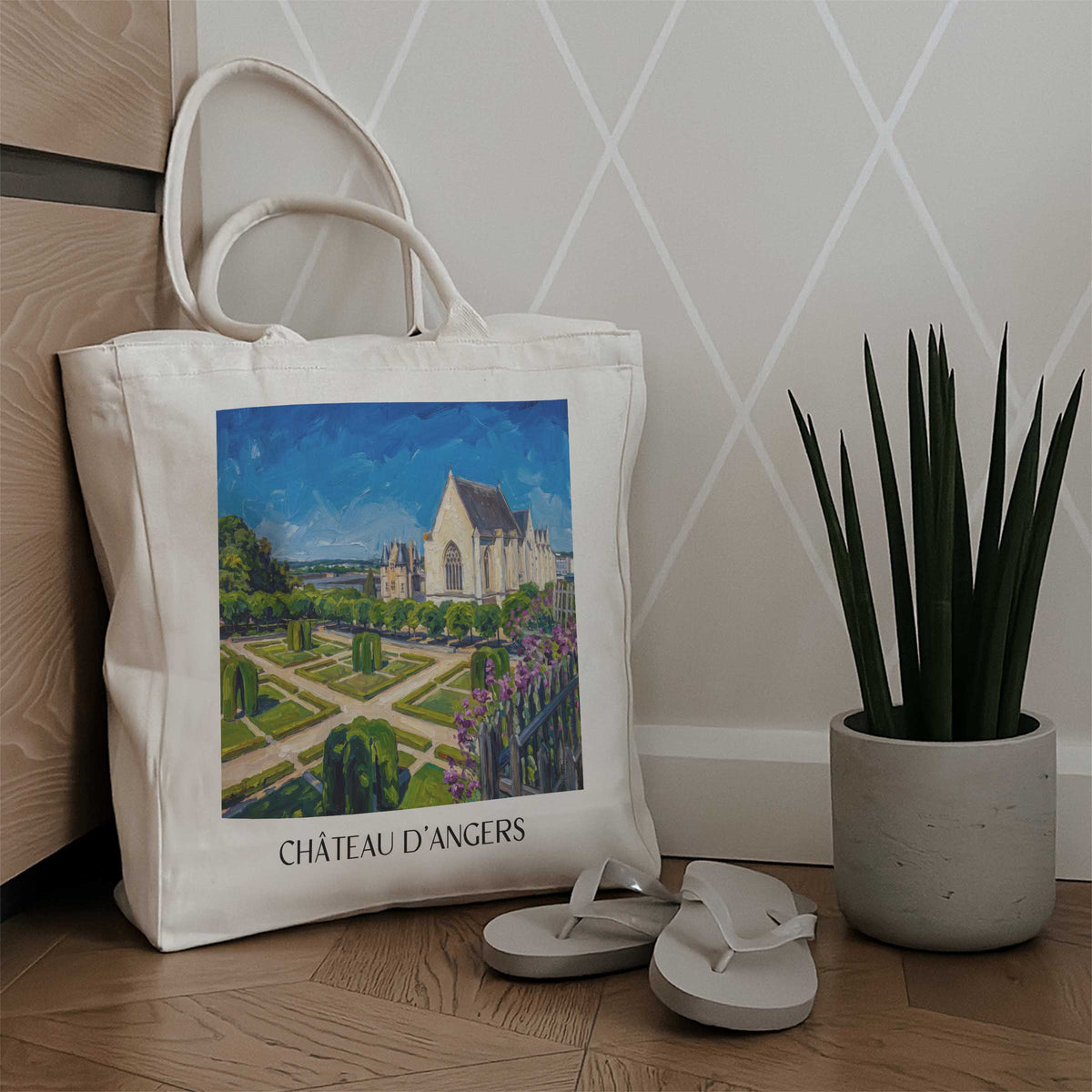 château-d'angers-val-de-loire-frankreich-einkaufstasche-oil-painting-oelgemaelde
