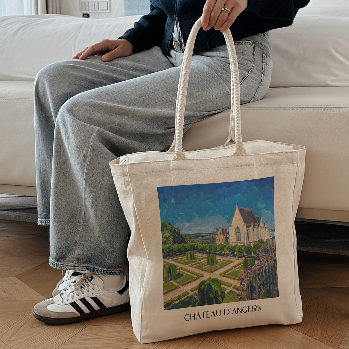 château-d'angers-val-de-loire-frankreich-einkaufstasche-oil-painting-oelgemaelde