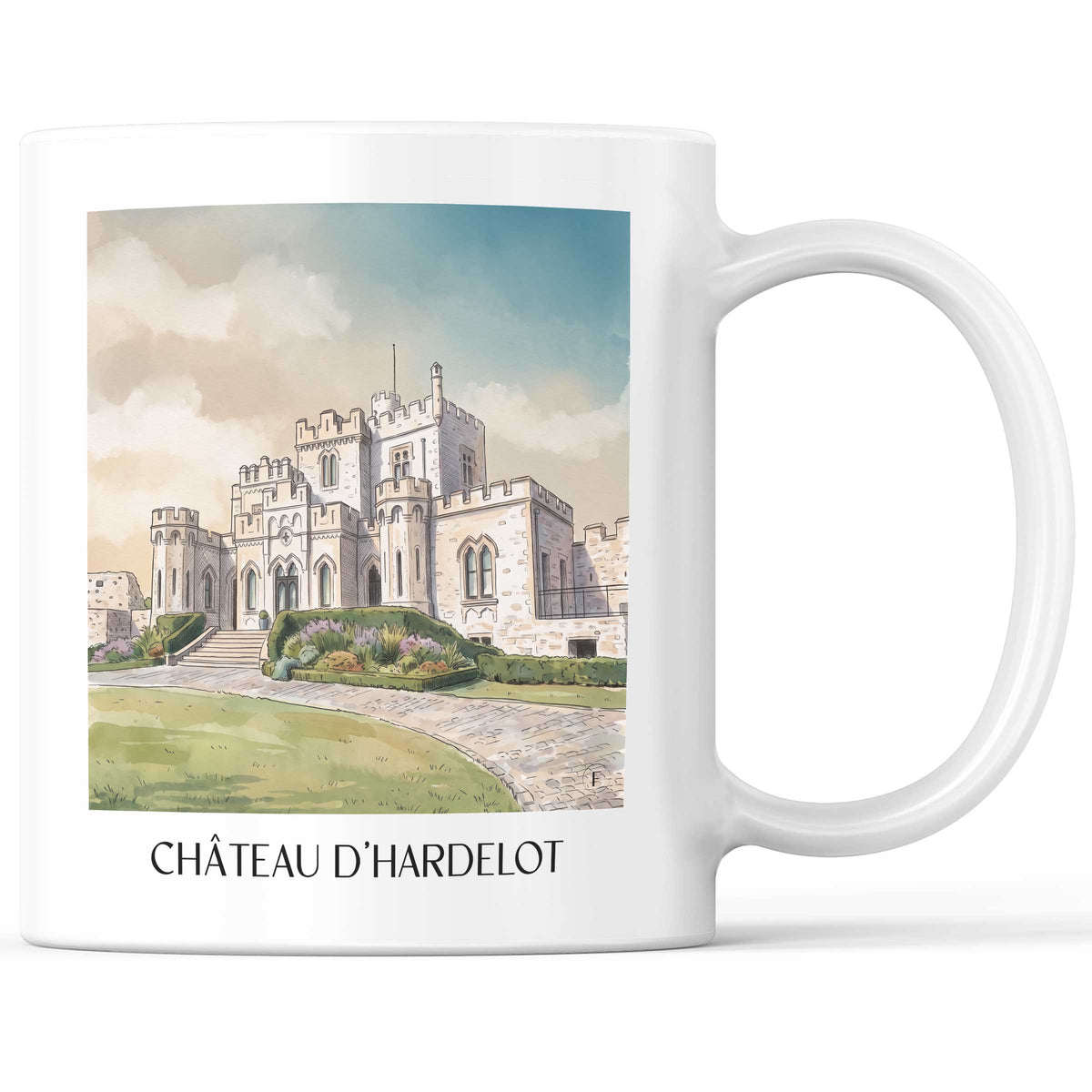 château-d'hardelot-condette-frankreich-kaffeebecher-aquarell
