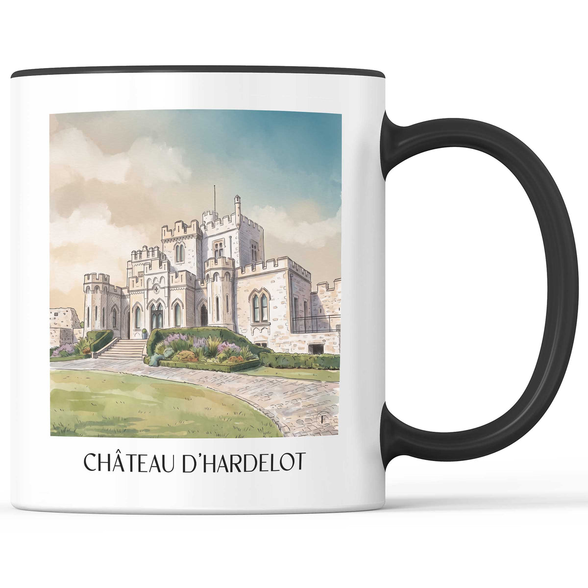 château-d'hardelot-condette-frankreich-kaffeebecher-aquarell