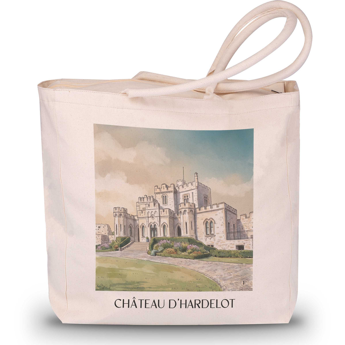château-d'hardelot-condette-frankreich-einkaufstasche-aquarell