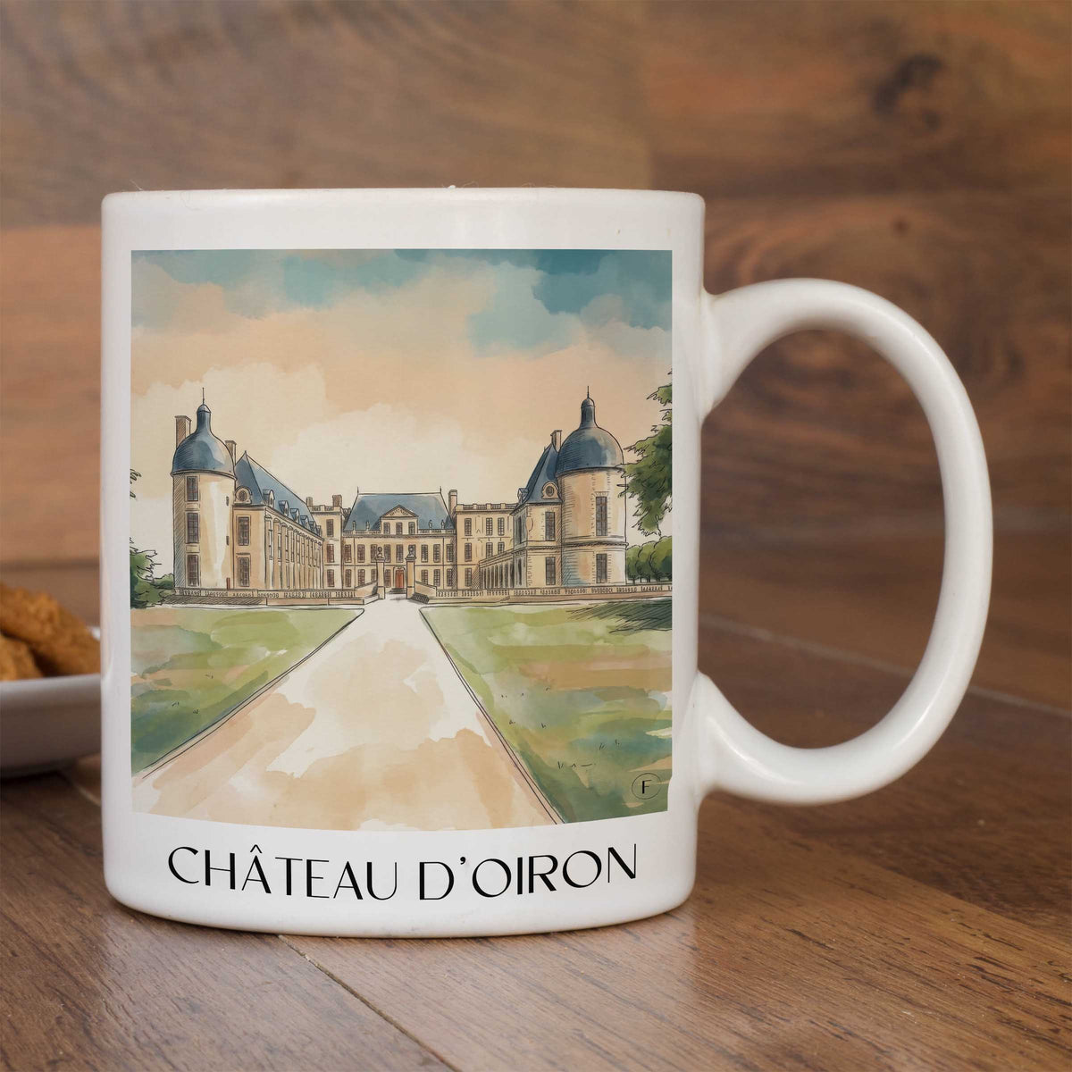 château-d'oiron-deux-sèvres-frankreich-kaffeebecher-aquarell