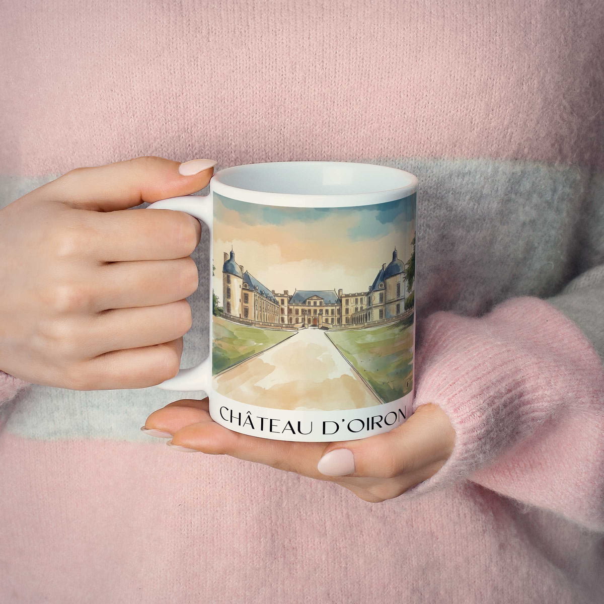 château-d'oiron-deux-sèvres-frankreich-kaffeebecher-aquarell