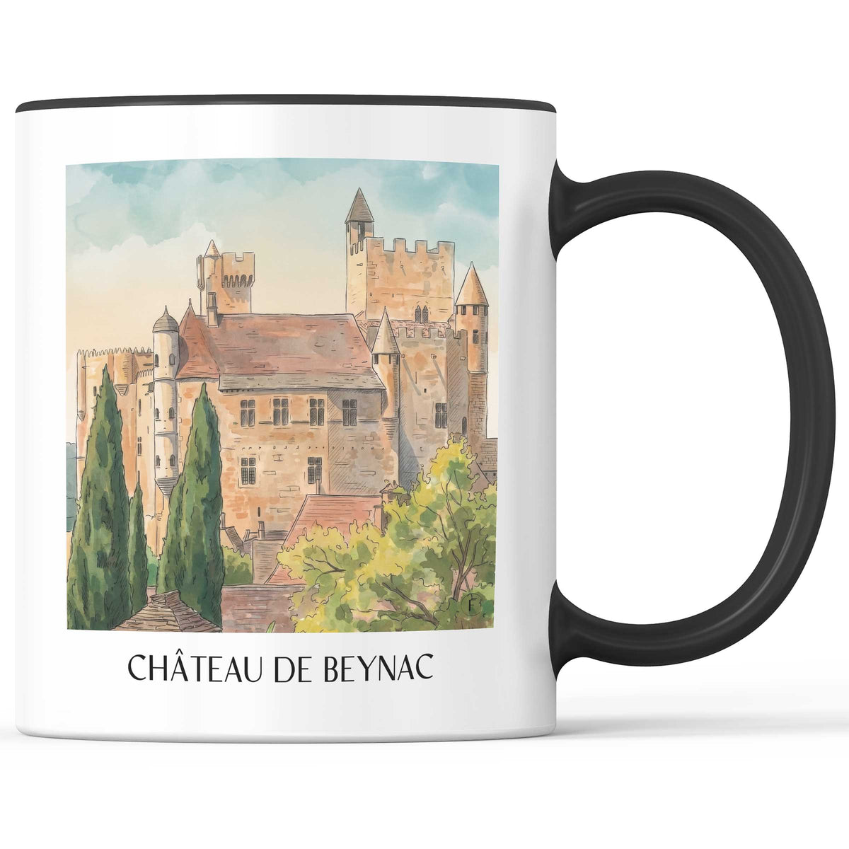 château-de-beynac-vallée-de-la-dordogne-frankreich-kaffeebecher-aquarell