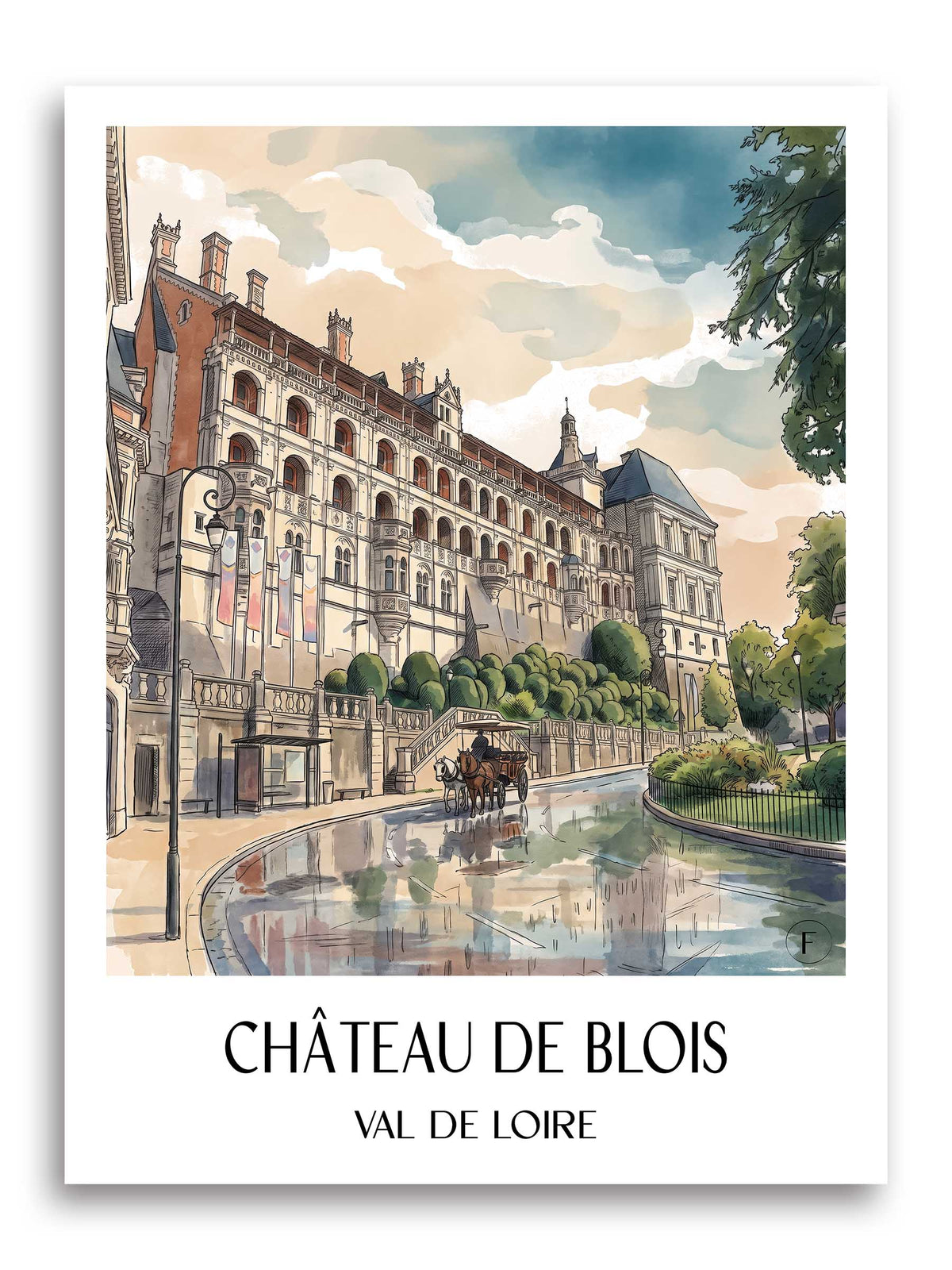 château-de-blois-val-de-loire-frankreich-poster-aquarell