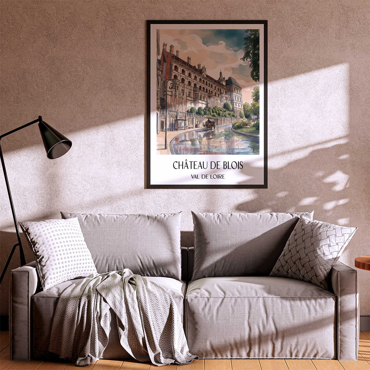 château-de-blois-val-de-loire-frankreich-poster-aquarell