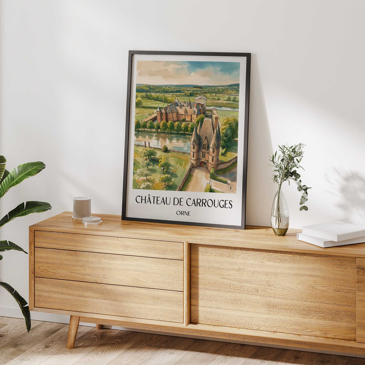 château-de-carrouges-orne-frankreich-poster-aquarell