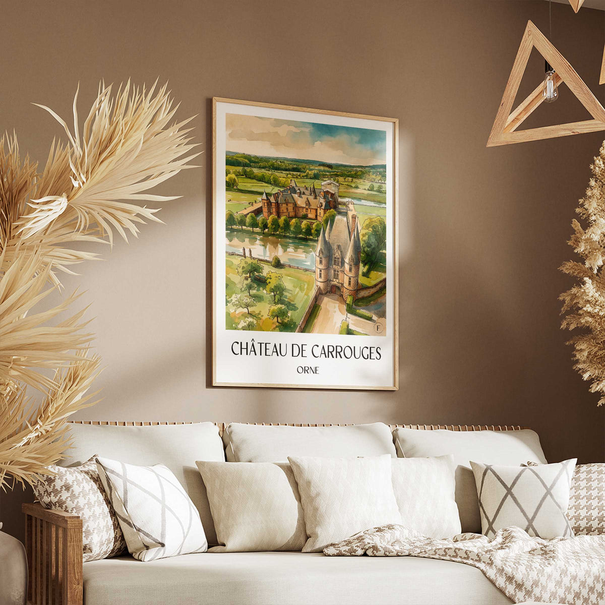 château-de-carrouges-orne-frankreich-poster-aquarell