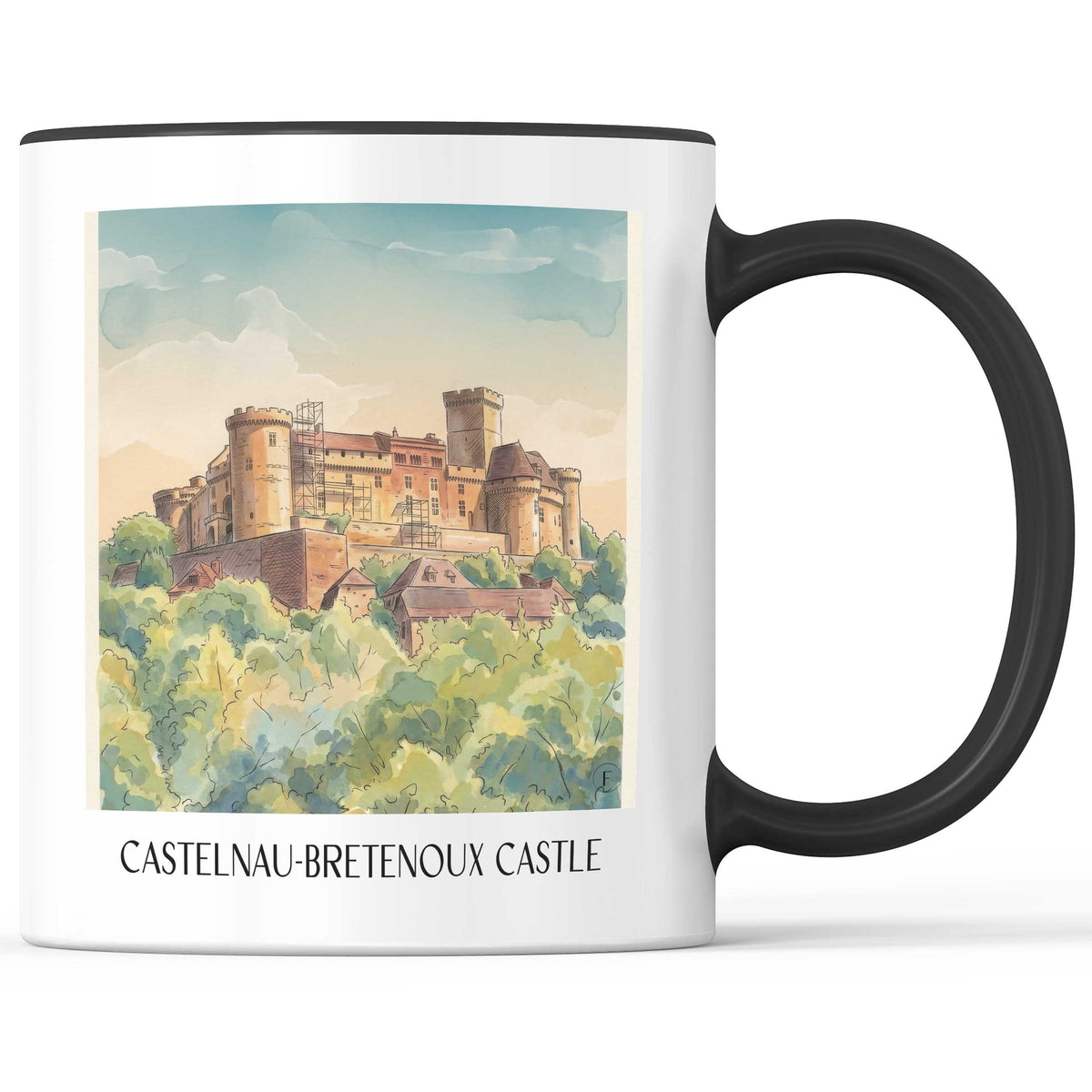 Château de Castelnau-Bretenoux Kaffeebecher - Vallée de la Dordogne - Frankreich Becher - Kaffeetasse im Aquarell Stil - favplace