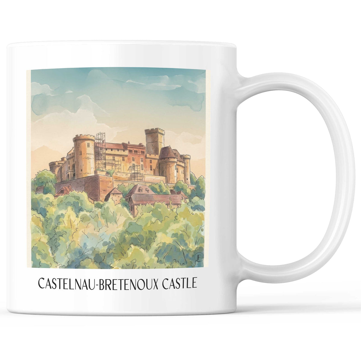 Château de Castelnau-Bretenoux Kaffeebecher - Vallée de la Dordogne - Frankreich Becher - Kaffeetasse im Aquarell Stil - favplace