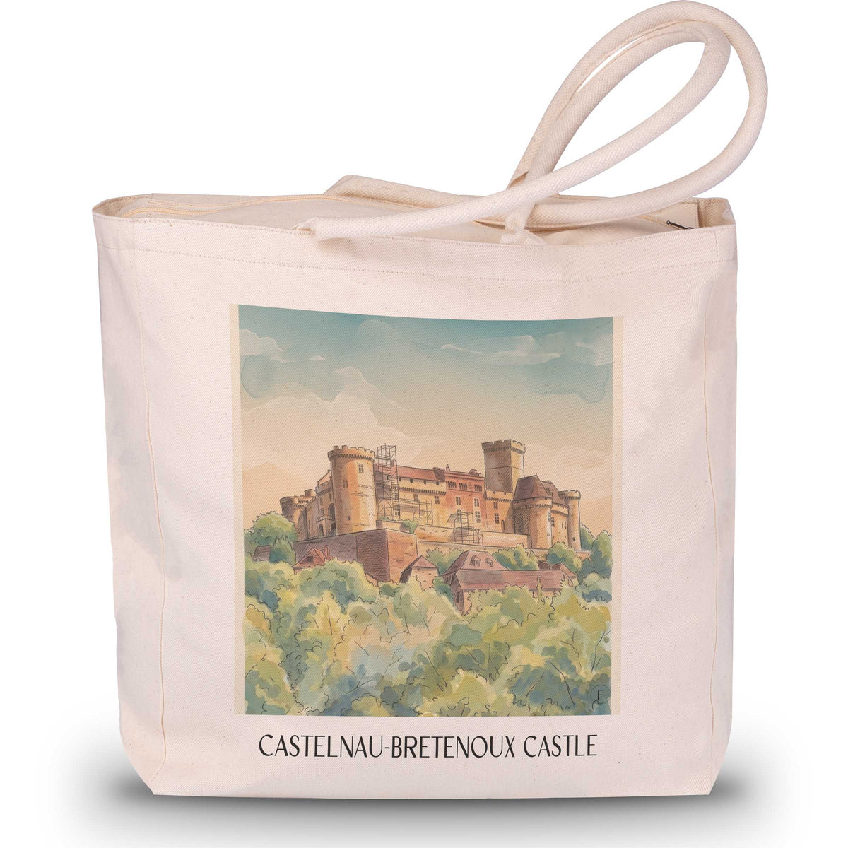 Château de Castelnau-Bretenoux Shopping Tasche - Vallée de la Dordogne - Frankreich Tote Bag - Einkaufstasche im Aquarell Stil - favplace