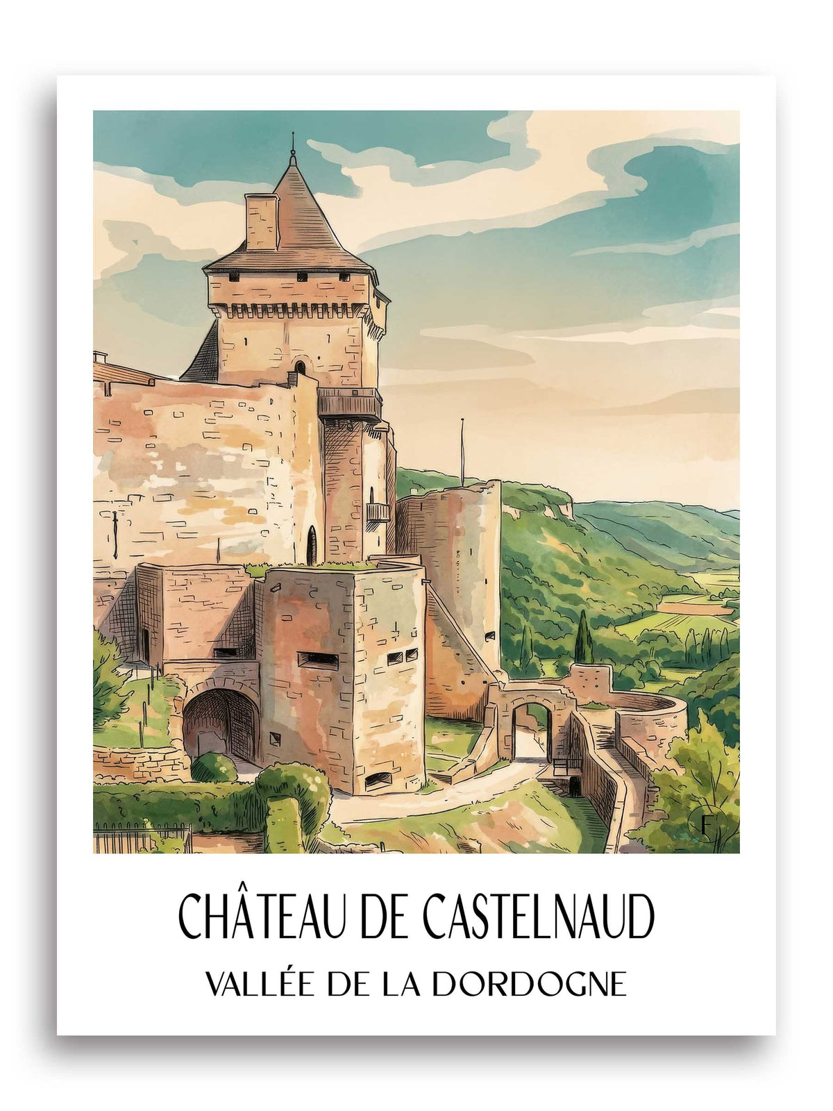 château-de-castelnaud-vallée-de-la-dordogne-frankreich-poster-aquarell