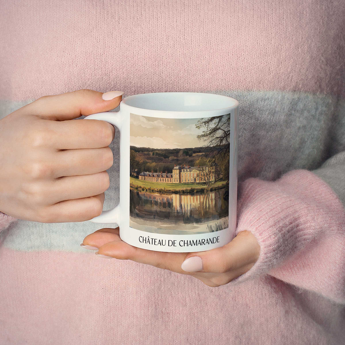 château-de-chamarande-essonne-frankreich-kaffeebecher-aquarell