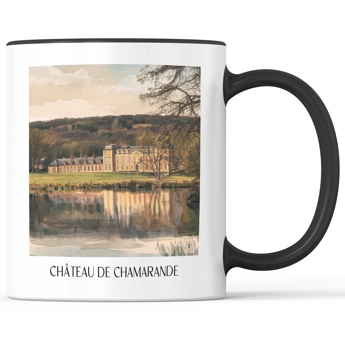 château-de-chamarande-essonne-frankreich-kaffeebecher-aquarell