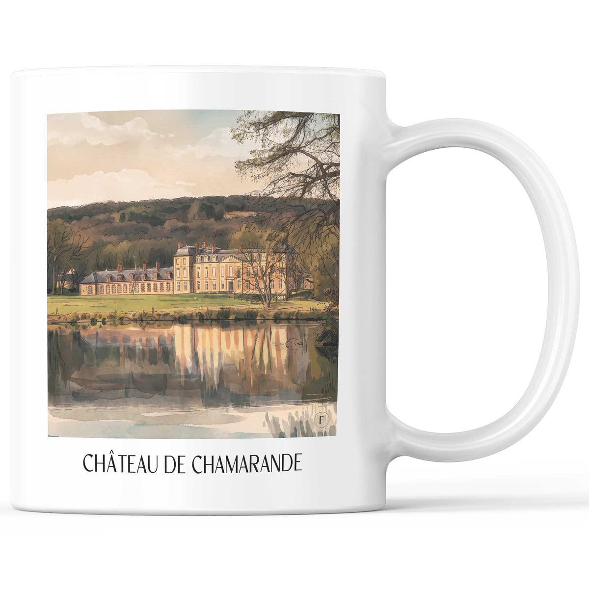 château-de-chamarande-essonne-frankreich-kaffeebecher-aquarell