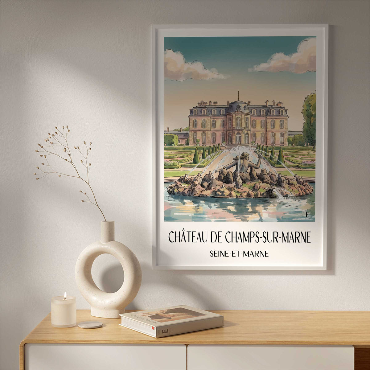 château-de-champs-sur-marne-seine-et-marne-frankreich-poster-aquarell