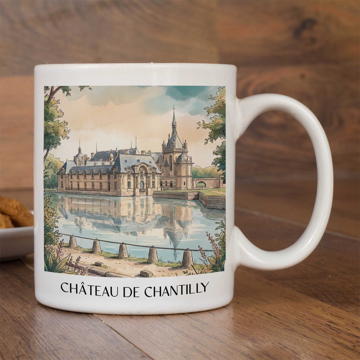 château-de-chantilly-oise-frankreich-kaffeebecher-aquarell