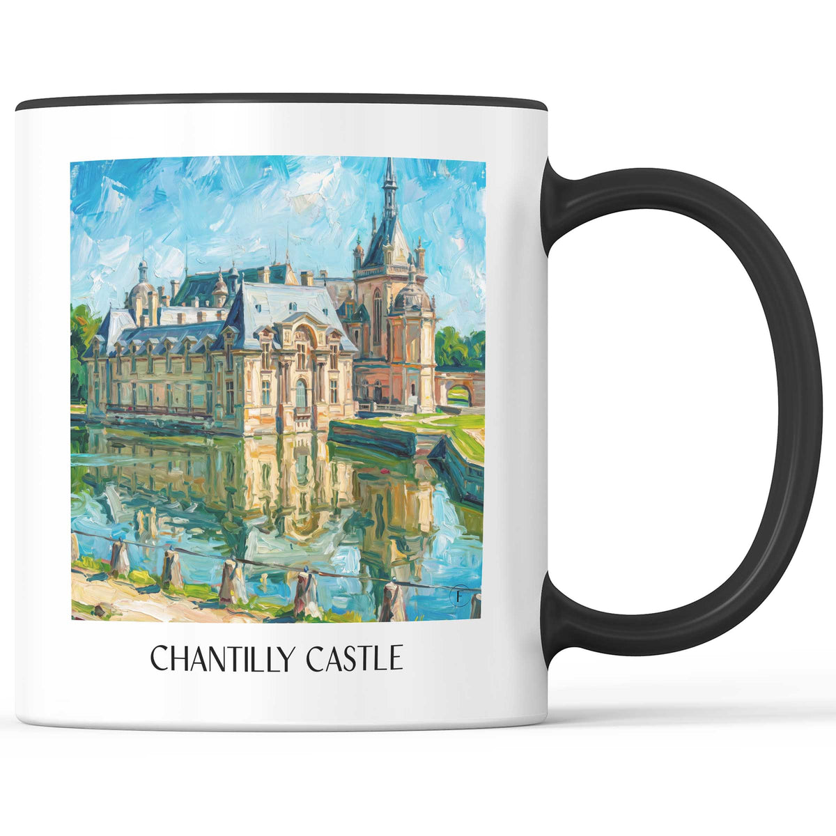Château de Chantilly Kaffeebecher - Oise - Frankreich Becher - Kaffeetasse im Ölgemälde Stil - favplace