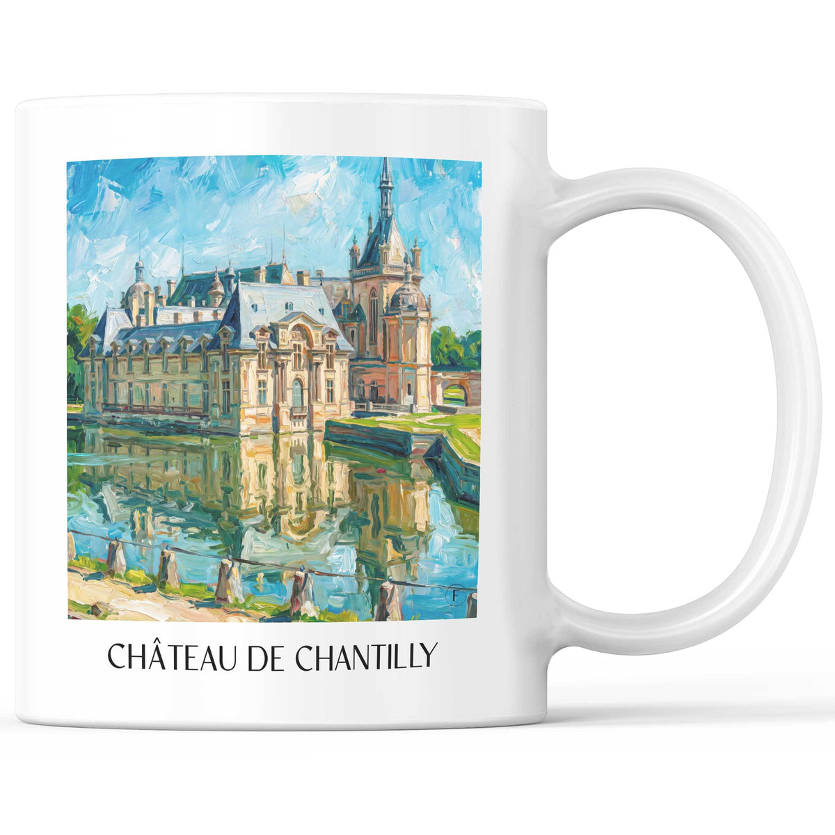 Château de Chantilly Kaffeebecher - Oise - Frankreich Becher - Kaffeetasse im Ölgemälde Stil - favplace