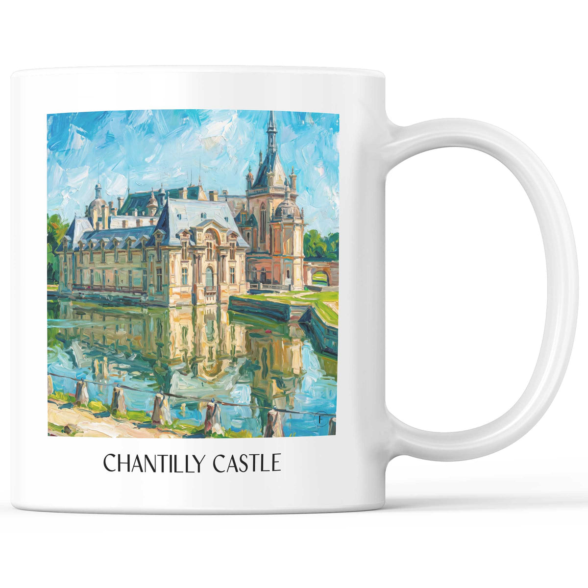 Château de Chantilly Kaffeebecher - Oise - Frankreich Becher - Kaffeetasse im Ölgemälde Stil - favplace