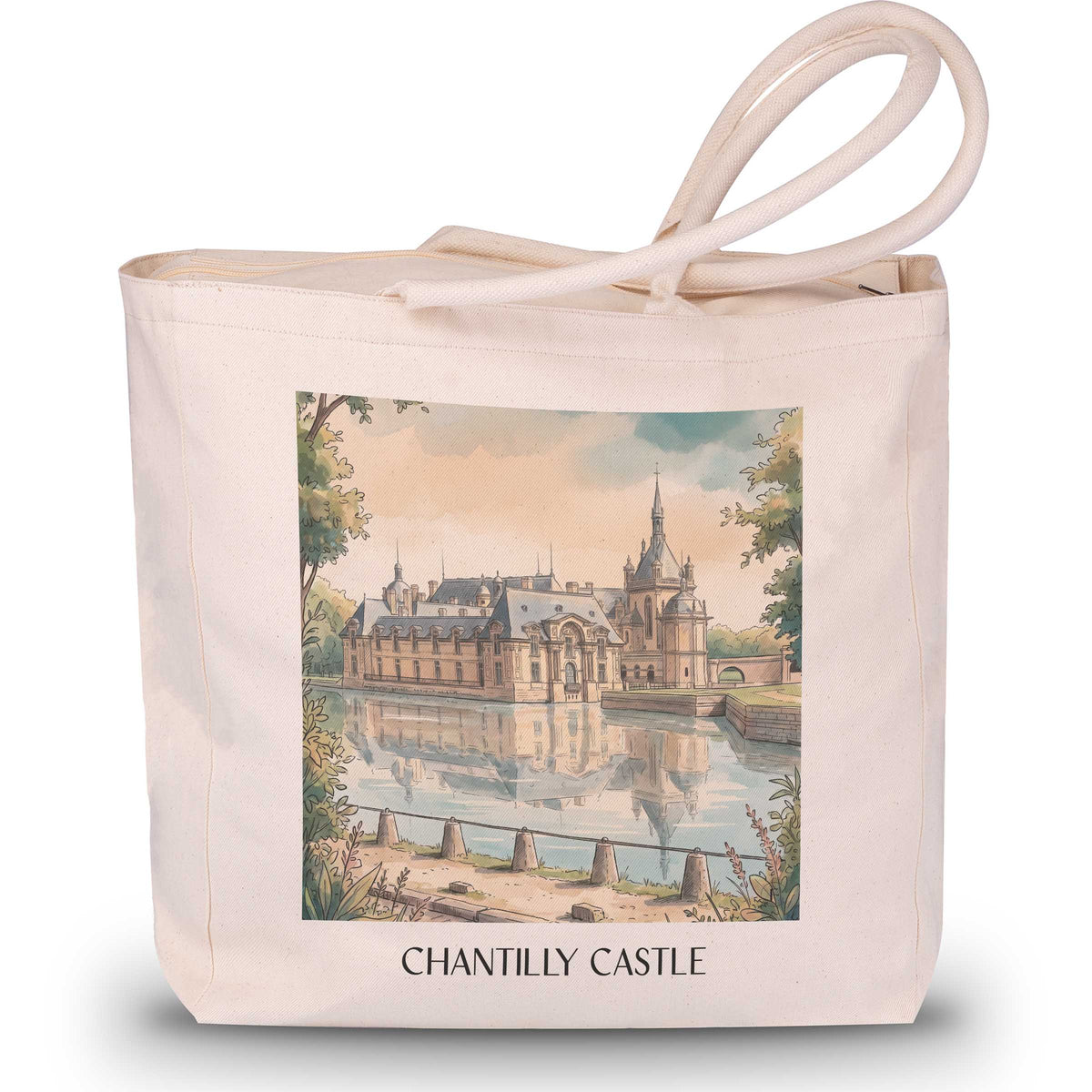 Château de Chantilly Shopping Tasche - Oise - Frankreich Tote Bag - Einkaufstasche im Aquarell Stil - favplace