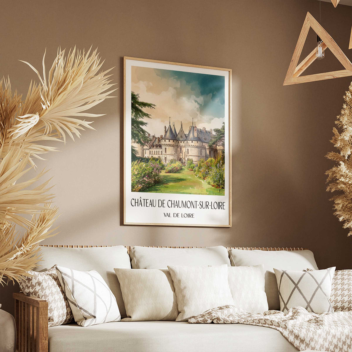 château-de-chaumont-sur-loire-val-de-loire-frankreich-poster-aquarell