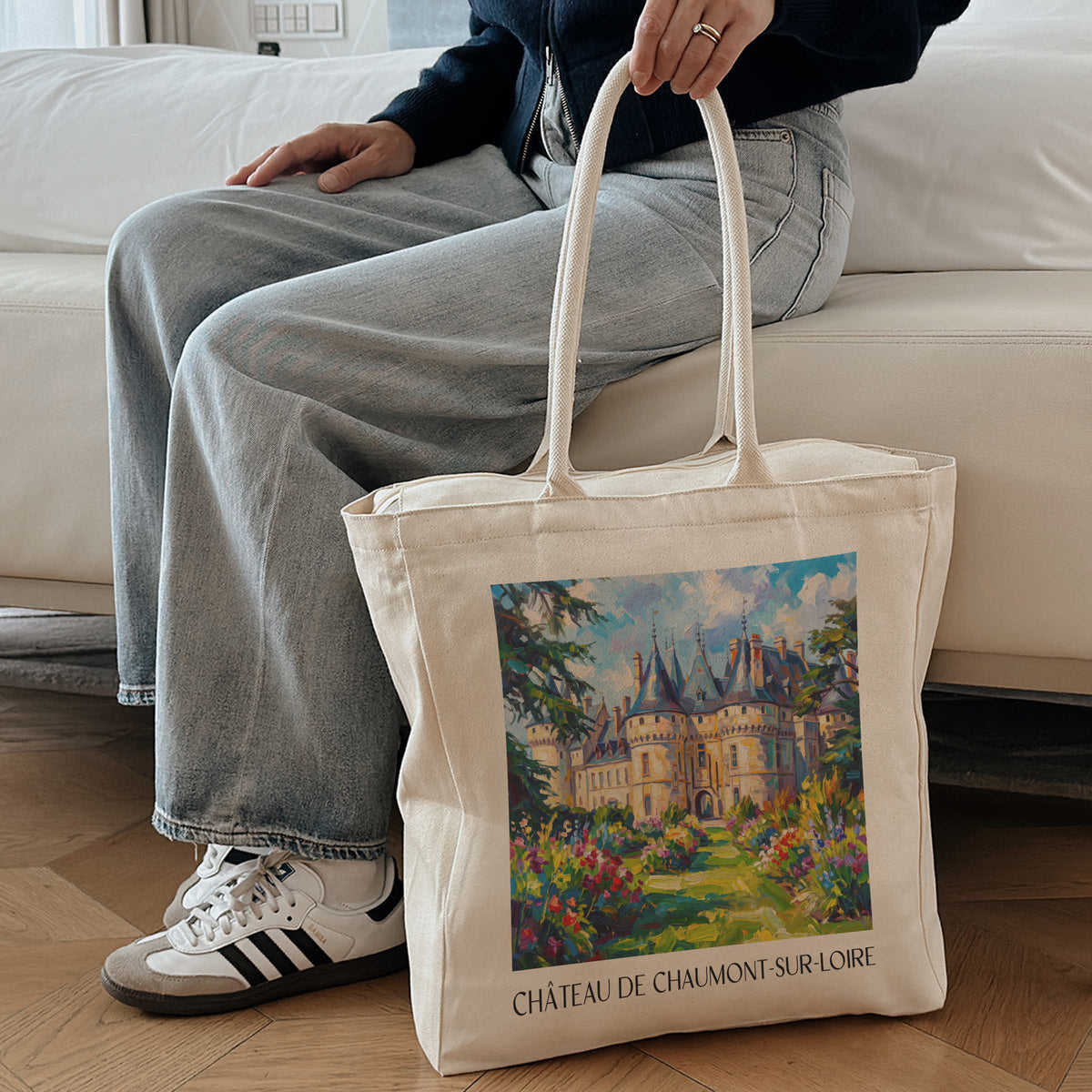 château-de-chaumont-sur-loire-val-de-loire-frankreich-einkaufstasche-oil-painting-oelgemaelde