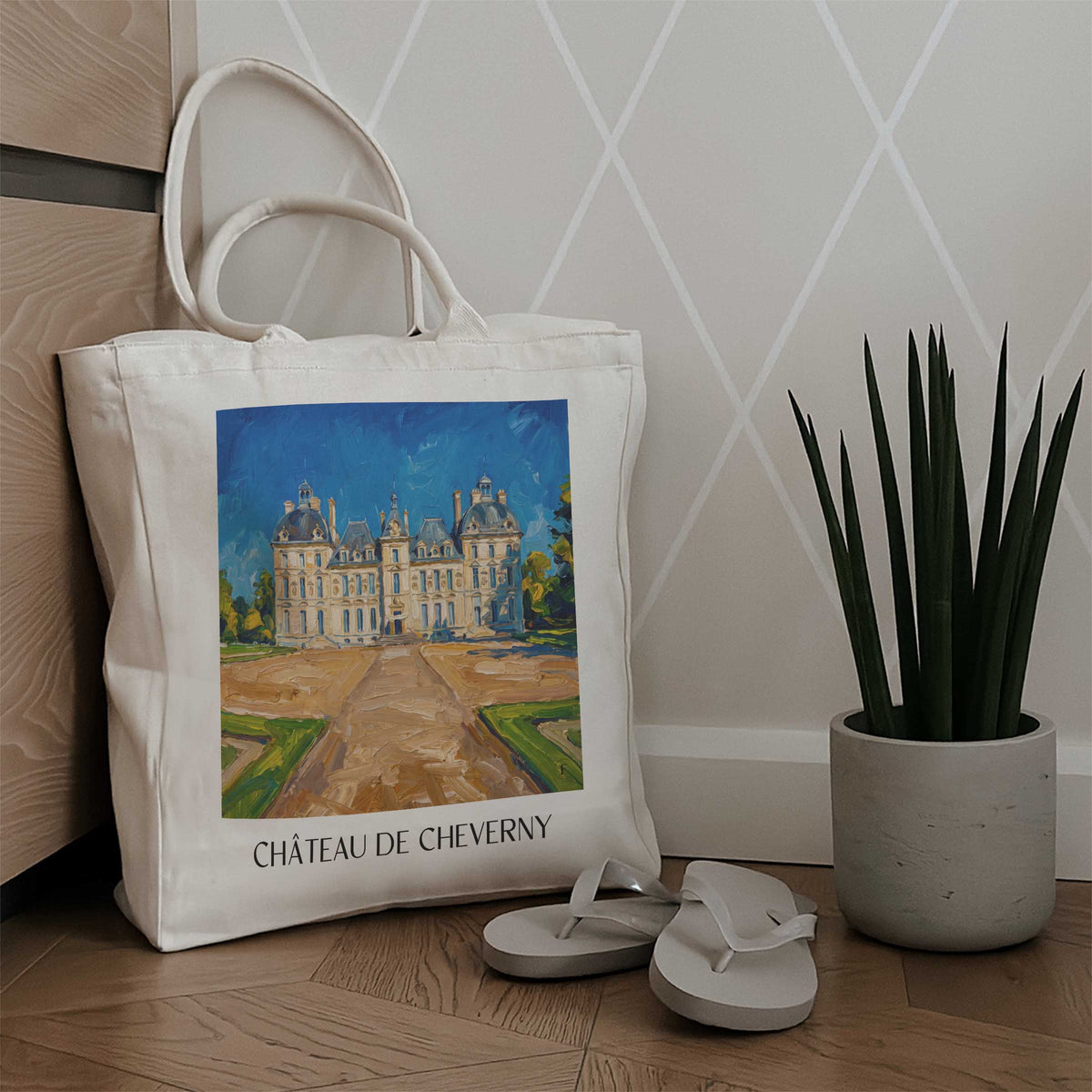 château-de-cheverny-val-de-loire-frankreich-einkaufstasche-oil-painting-oelgemaelde