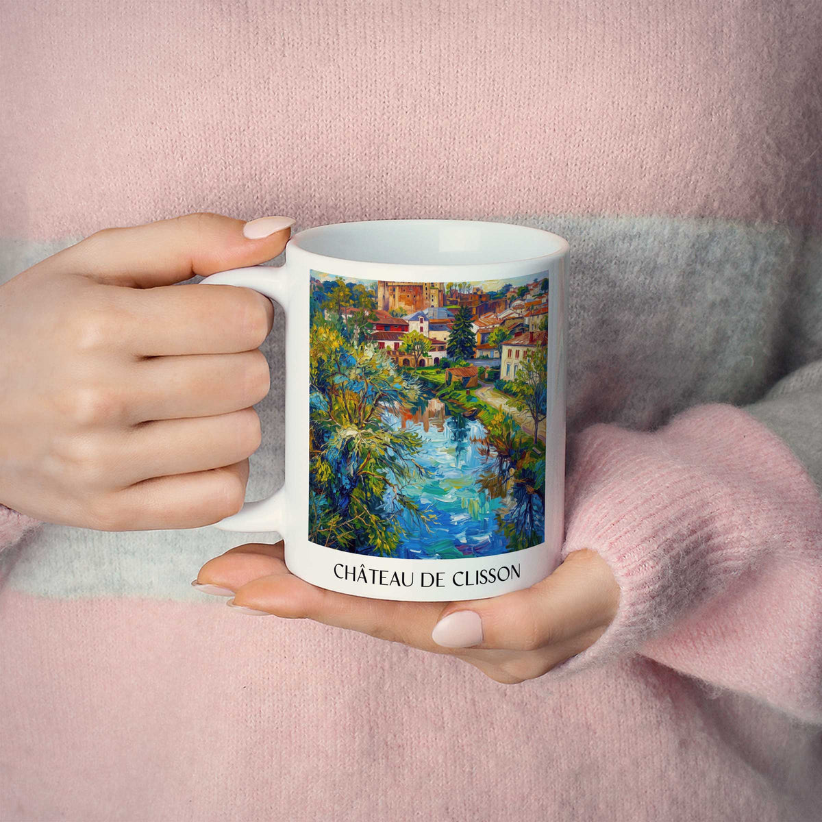 château-de-clisson-vignoble-nantais-frankreich-kaffeebecher-oil-painting-oelgemaelde