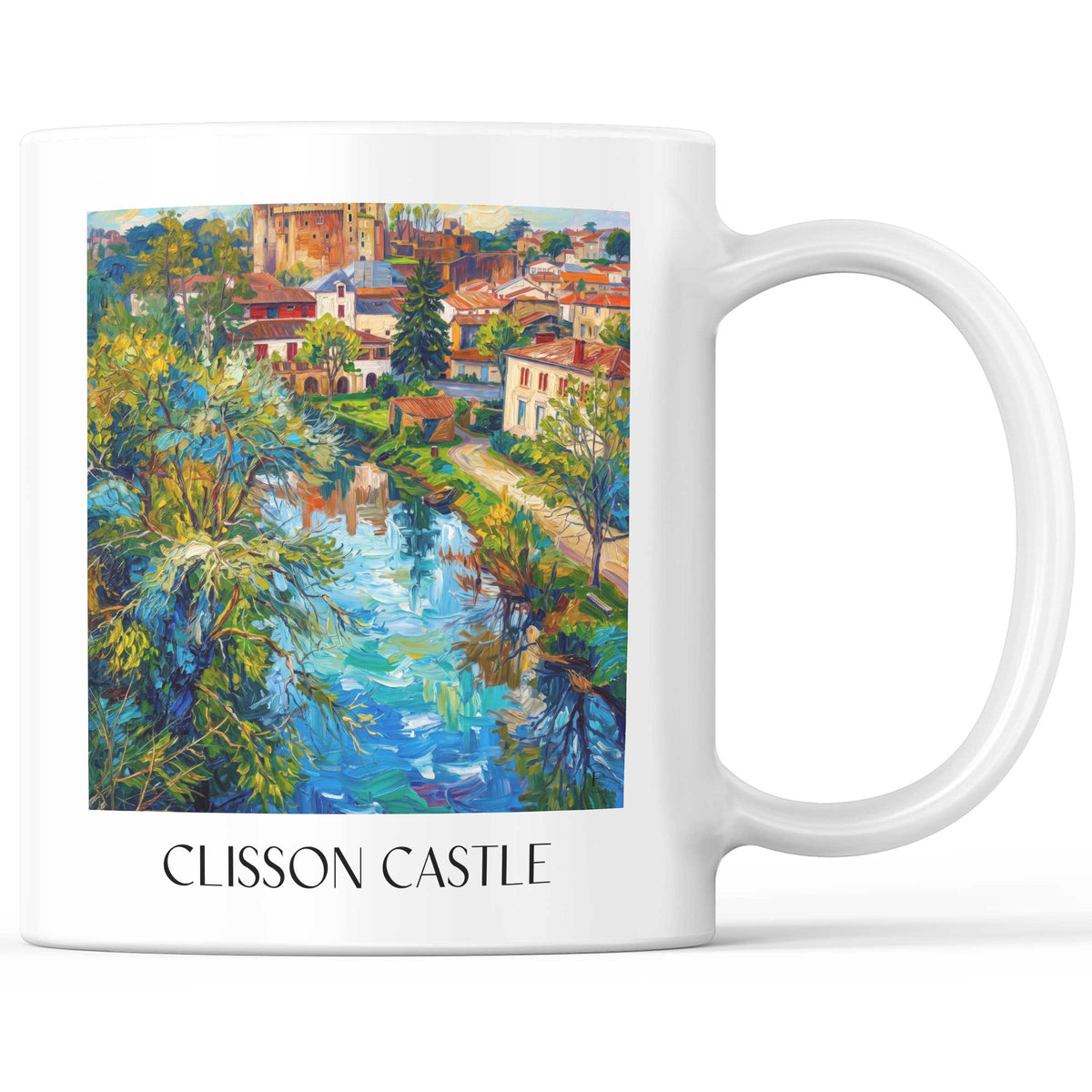 Château de Clisson Kaffeebecher - Vignoble Nantais - Frankreich Becher - Kaffeetasse im Ölgemälde Stil
