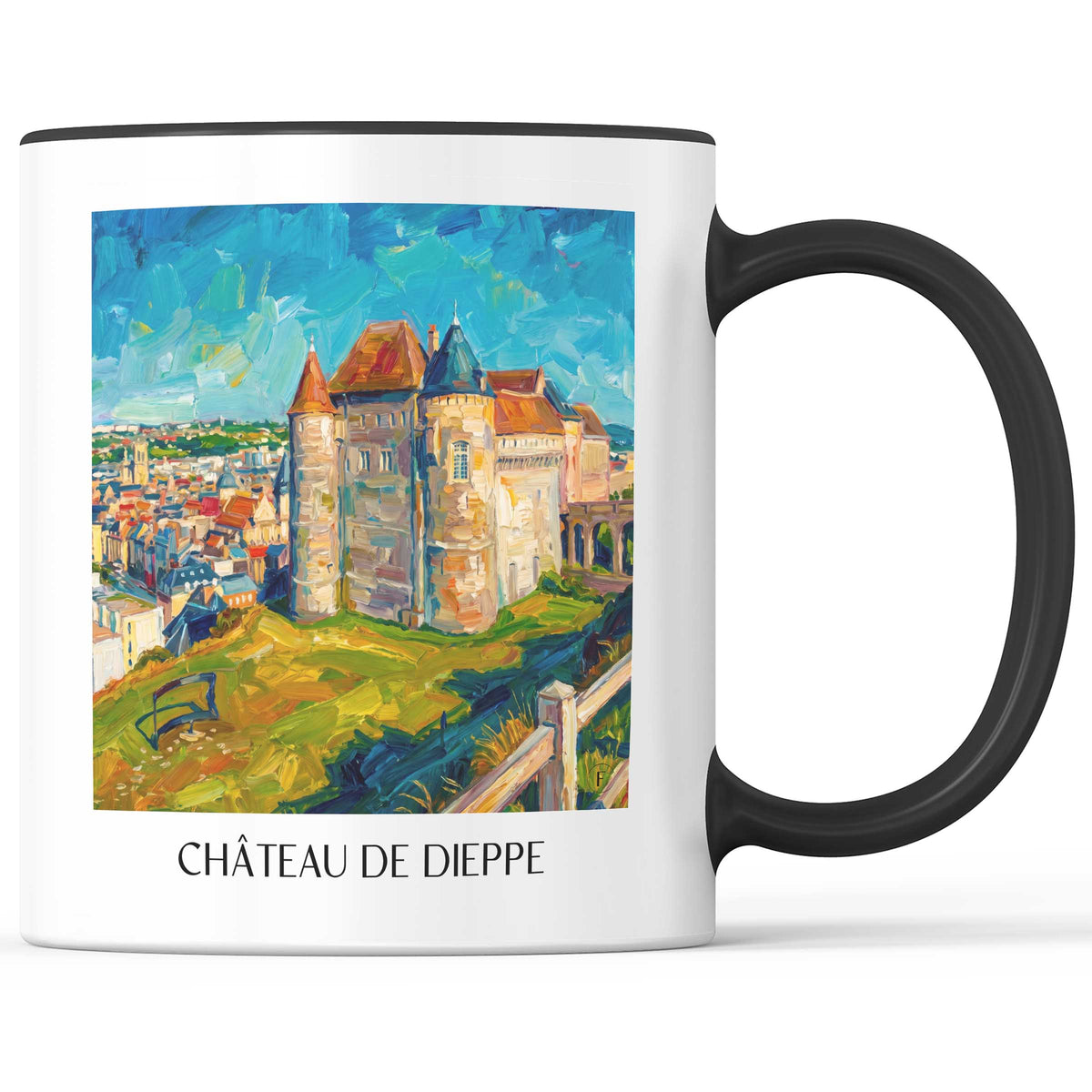 château-de-dieppe-côte-d'albâtre-frankreich-kaffeebecher-oil-painting-oelgemaelde