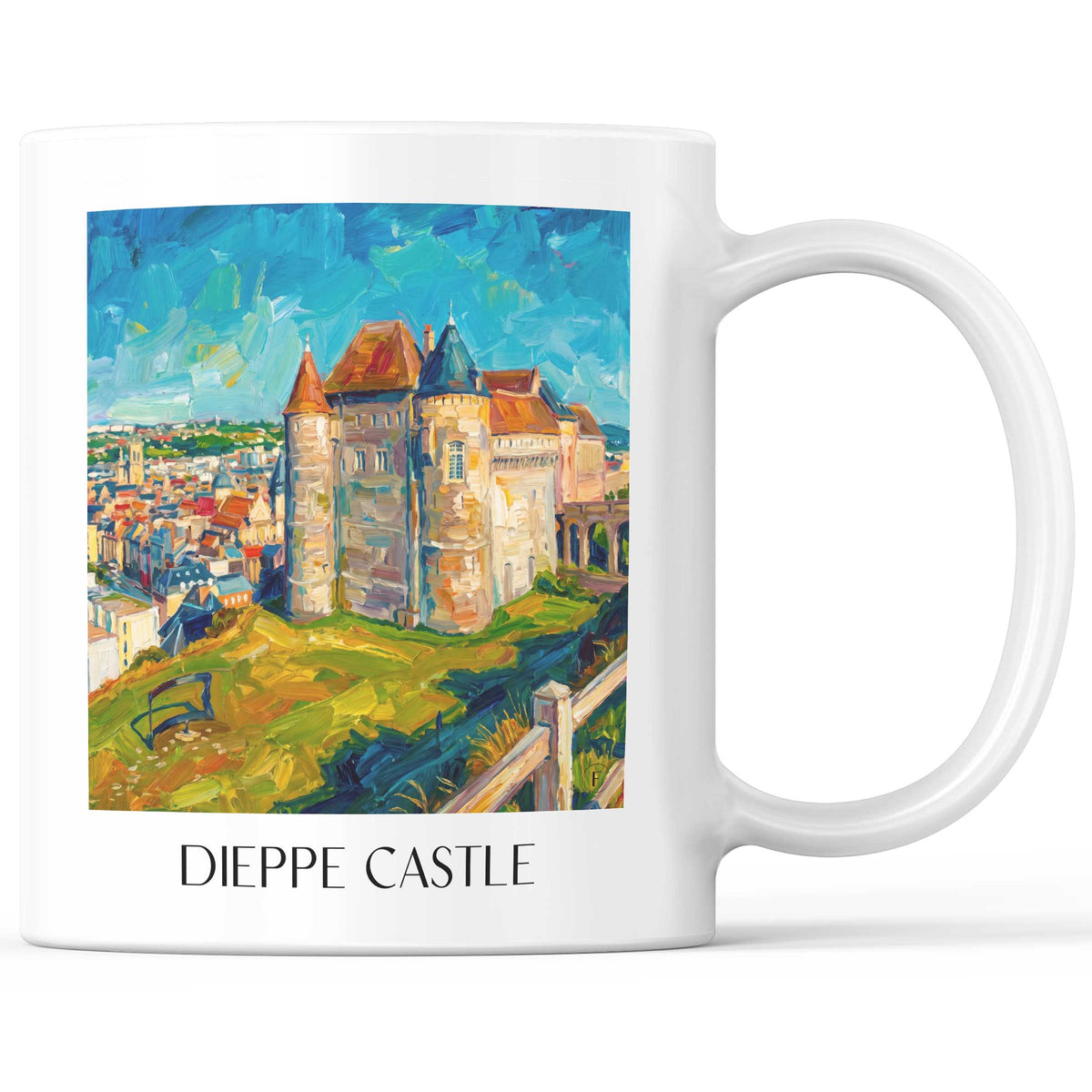 Château de Dieppe Kaffeebecher - Côte d'Albâtre - Frankreich Becher - Kaffeetasse im Ölgemälde Stil - favplace