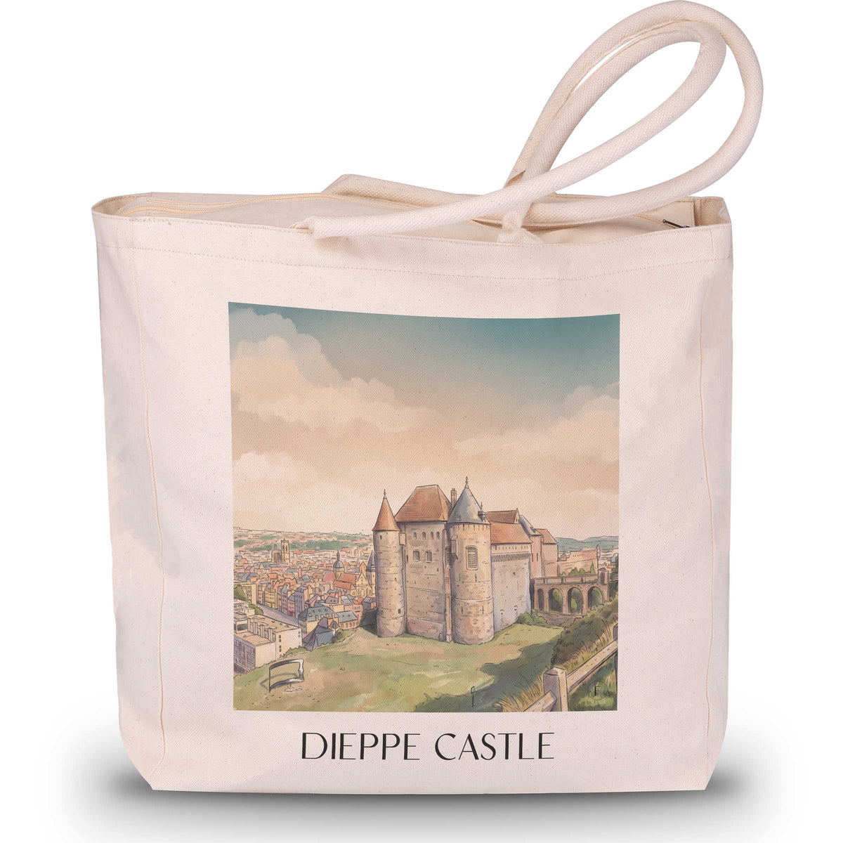 Château de Dieppe Shopping Tasche - Côte d'Albâtre - Frankreich Tote Bag - Einkaufstasche im Aquarell Stil - favplace
