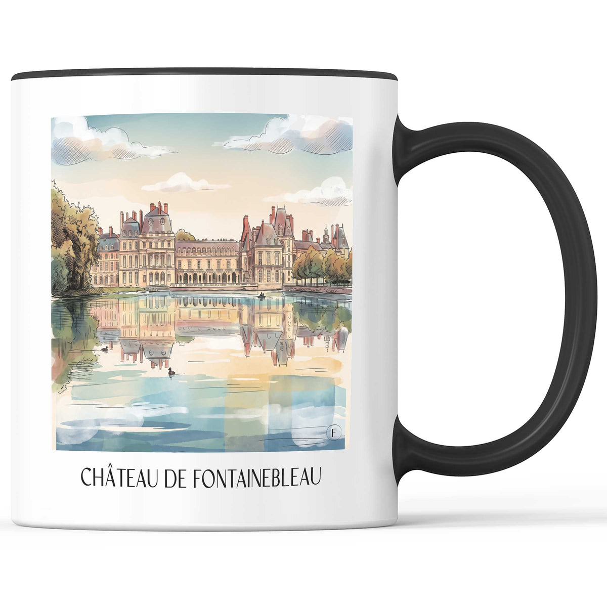 Château de Fontainebleau Kaffeebecher - Seine-et-Marne - Frankreich Becher - Kaffeetasse im Aquarell Stil - favplace
