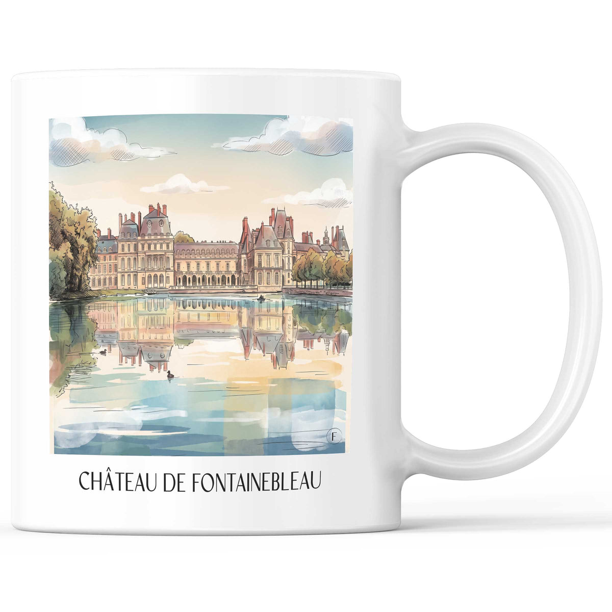 château-de-fontainebleau-seine-et-marne-frankreich-kaffeebecher-aquarell