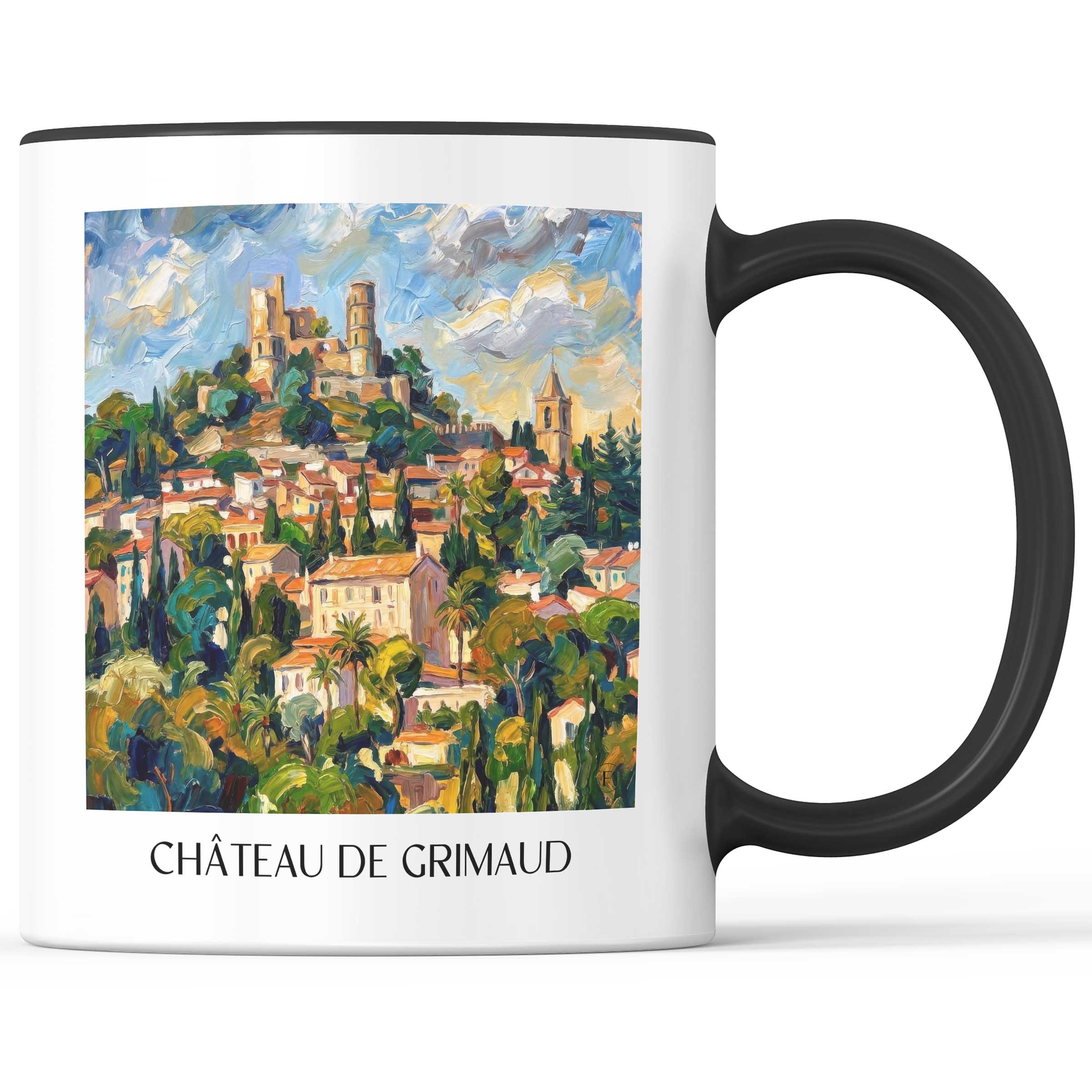 château-de-grimaud-côte-d´azur-frankreich-kaffeebecher-oil-painting-oelgemaelde